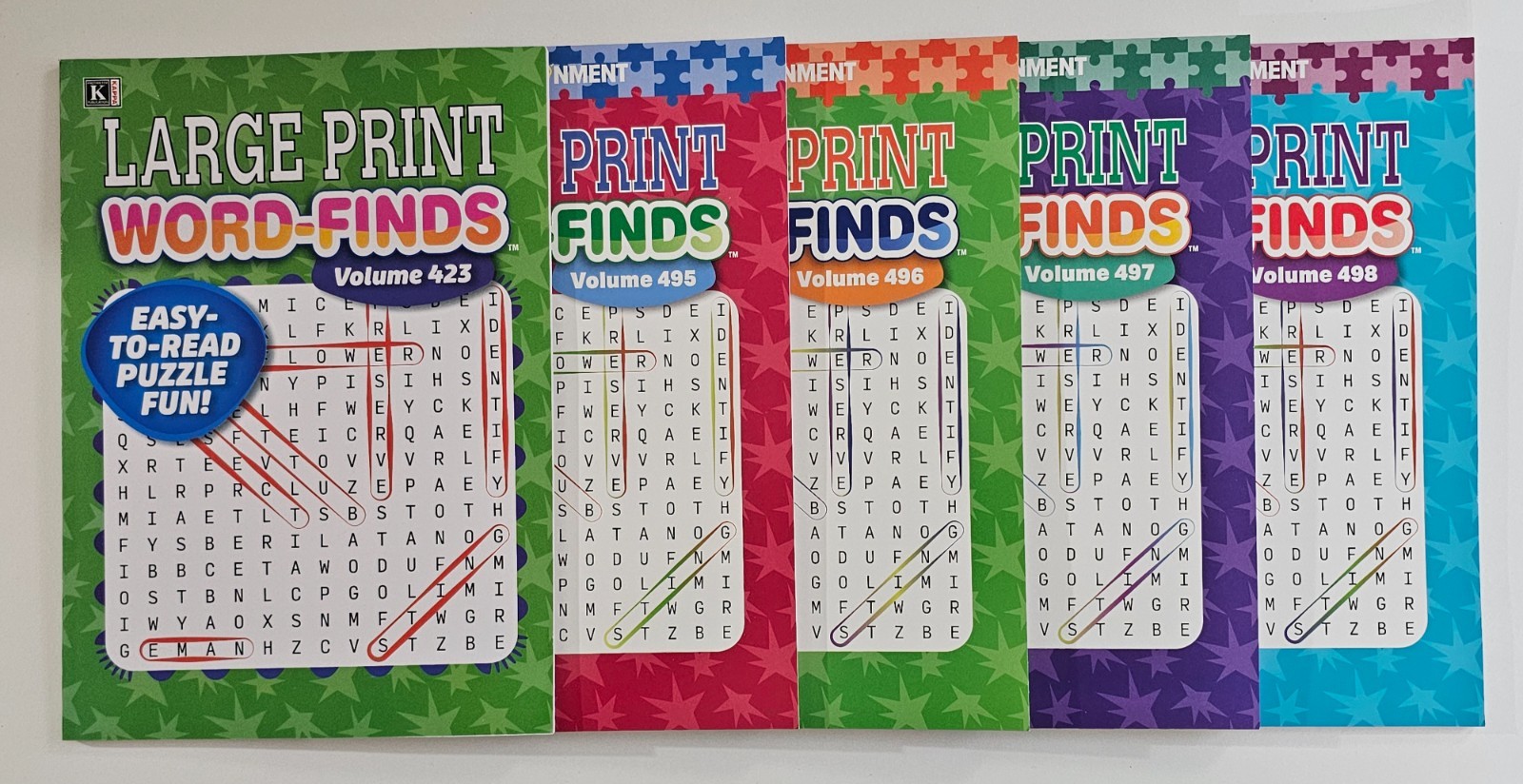 5 New Large Print Word-Finds Puzzle Books Kappa Games Vol# 423-498 ~ Search,Hunt