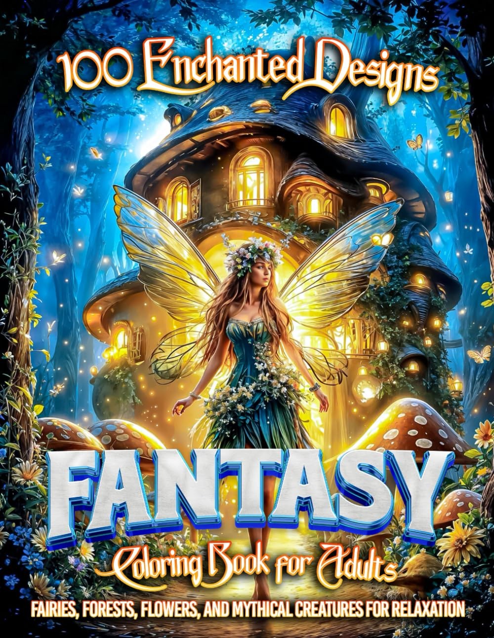 100 Enchanted Designs Fantasy Coloring Book for Adults Fairies Forests Flowers