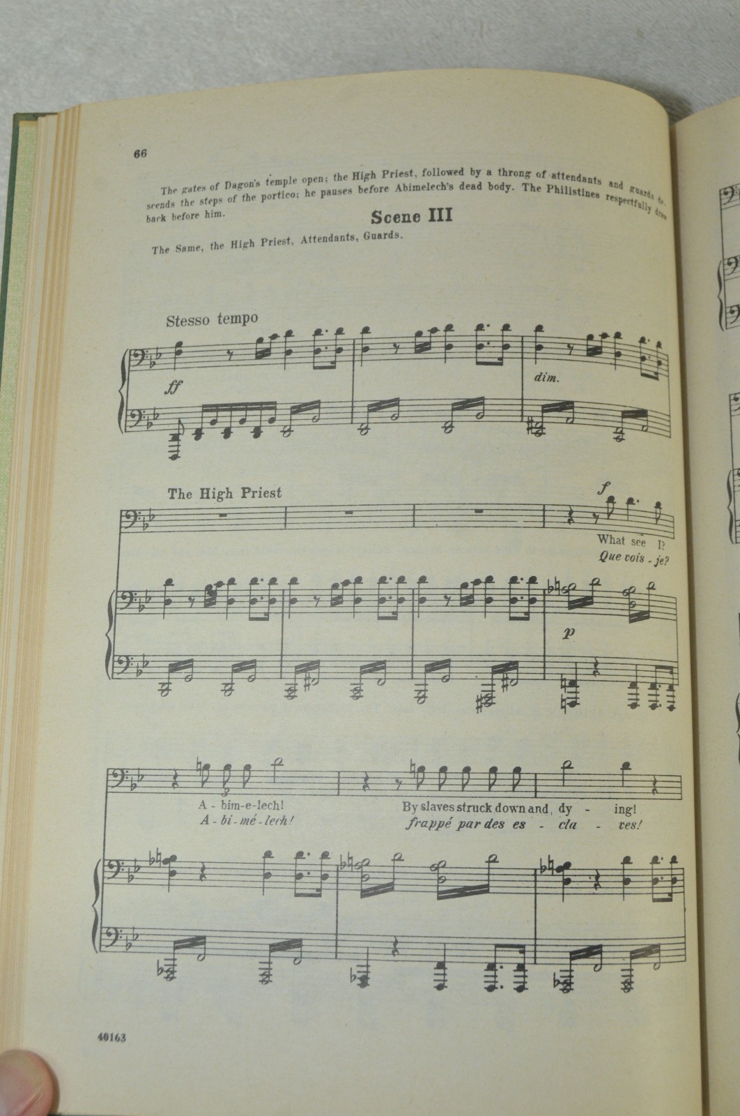 SAMSON AND DELILAH AN OPERA IN THREE ACTS VOCAL SCORE By Saint-Saens HC c1892