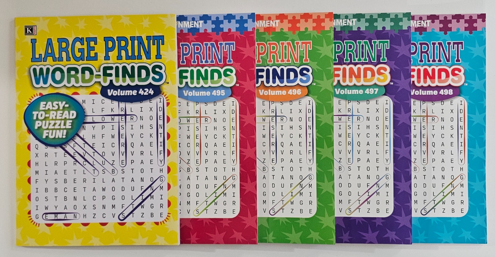 5 New Large Print Word-Finds Puzzle Books Kappa Games Vol# 424-498 ~ Search,Hunt