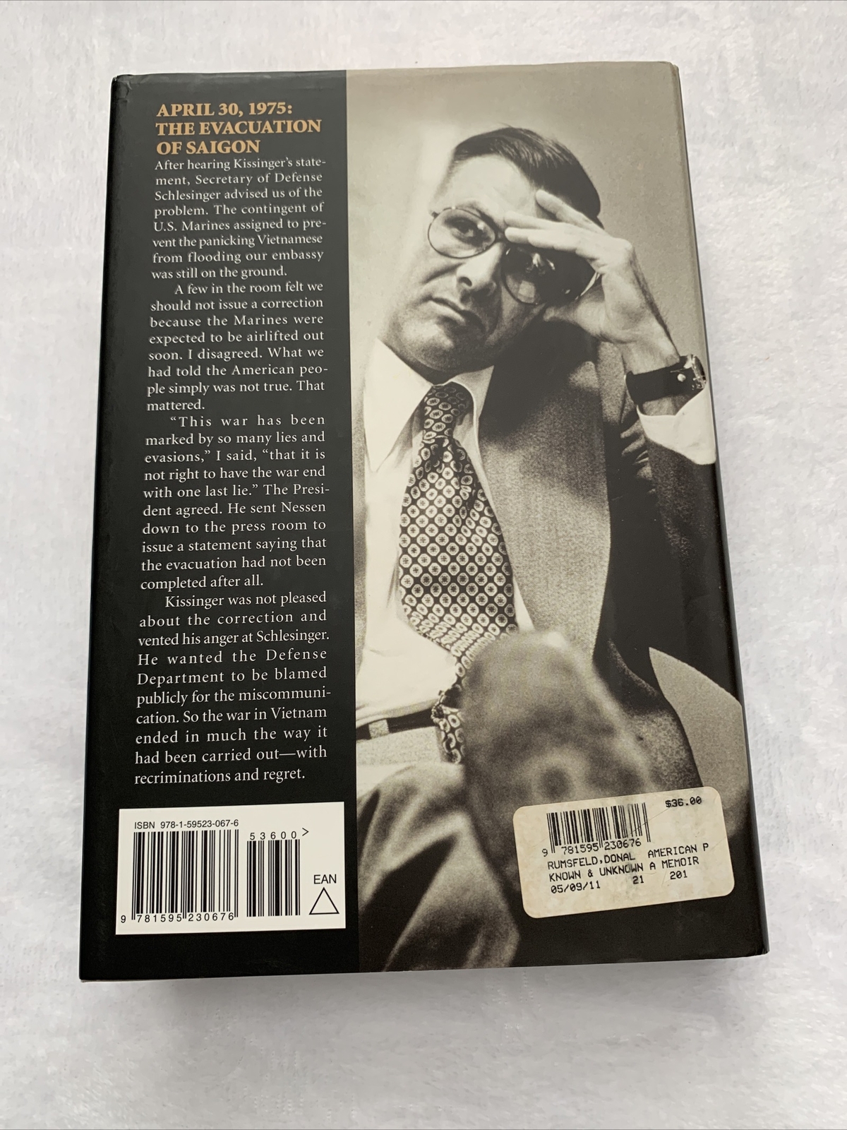 AUTOGRAPHED: Known and Unknown : A Memoir by Donald Rumsfeld (2011, Hardcover)
