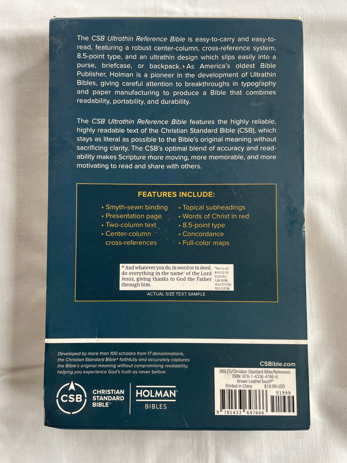 CSB Ultrathin Reference Bible, Brown LeatherTouch by C. S. B. Bibles 2017