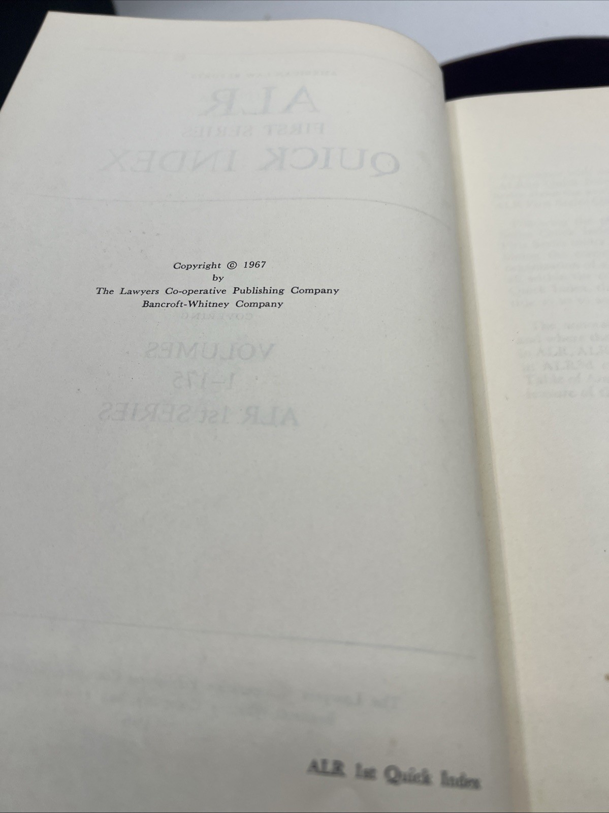 ALR Quick Index 1st Series Ca. 1967 1-175