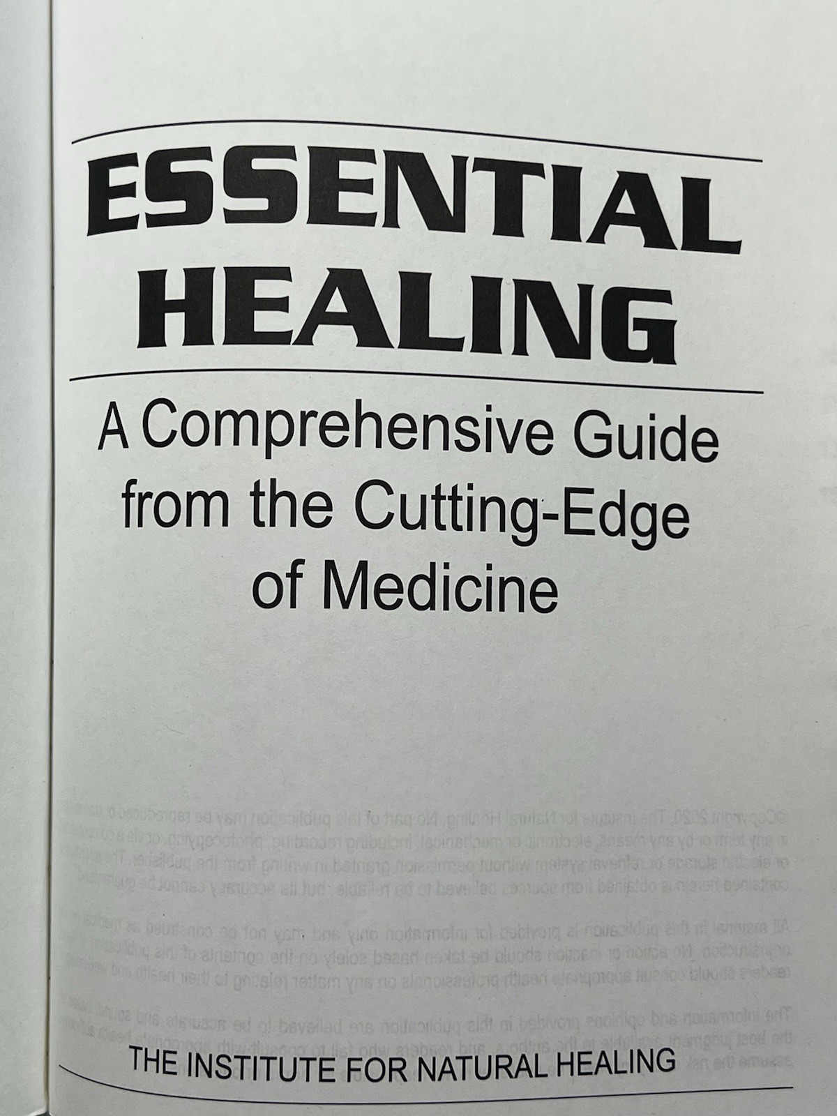 Essential Healing by The Institute for Natural Healing | Paperback, 2020