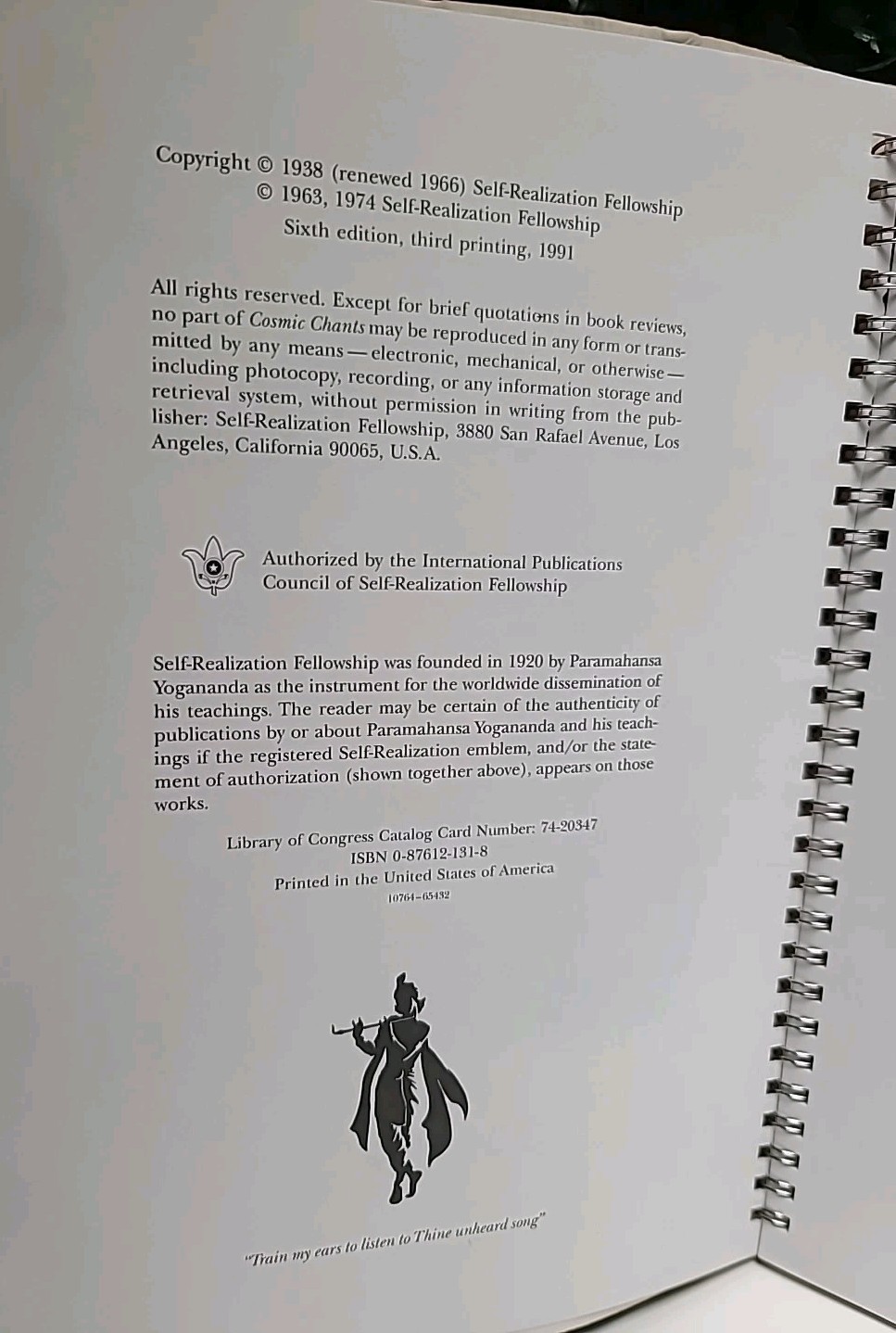 Cosmic Chants – Paramahansa Yogananda, 6th Edition 1991, Self-Realization Fellow