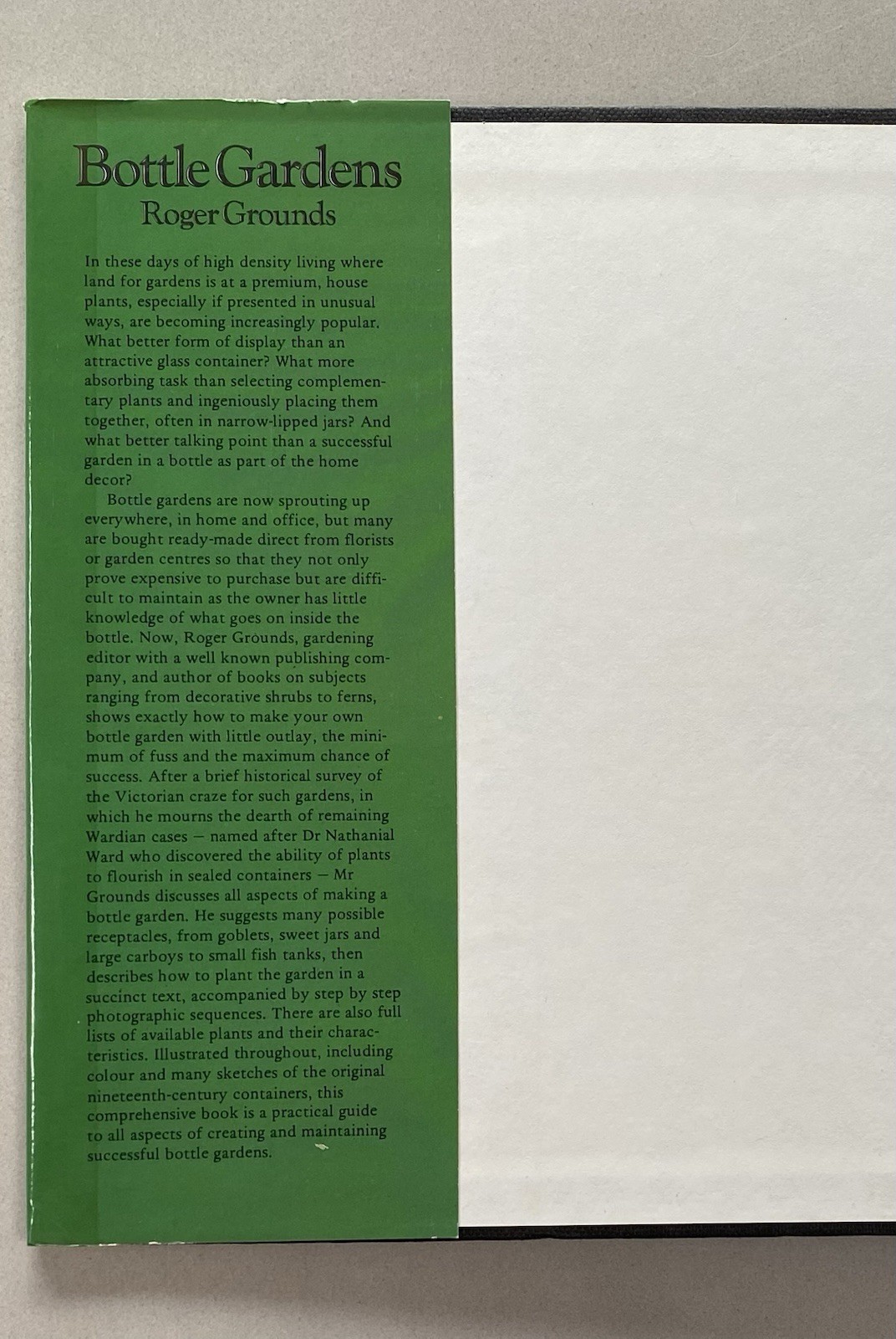 Bottle Gardens by Roger Grounds (1976 1st Ed. HCDJ) Terrariums