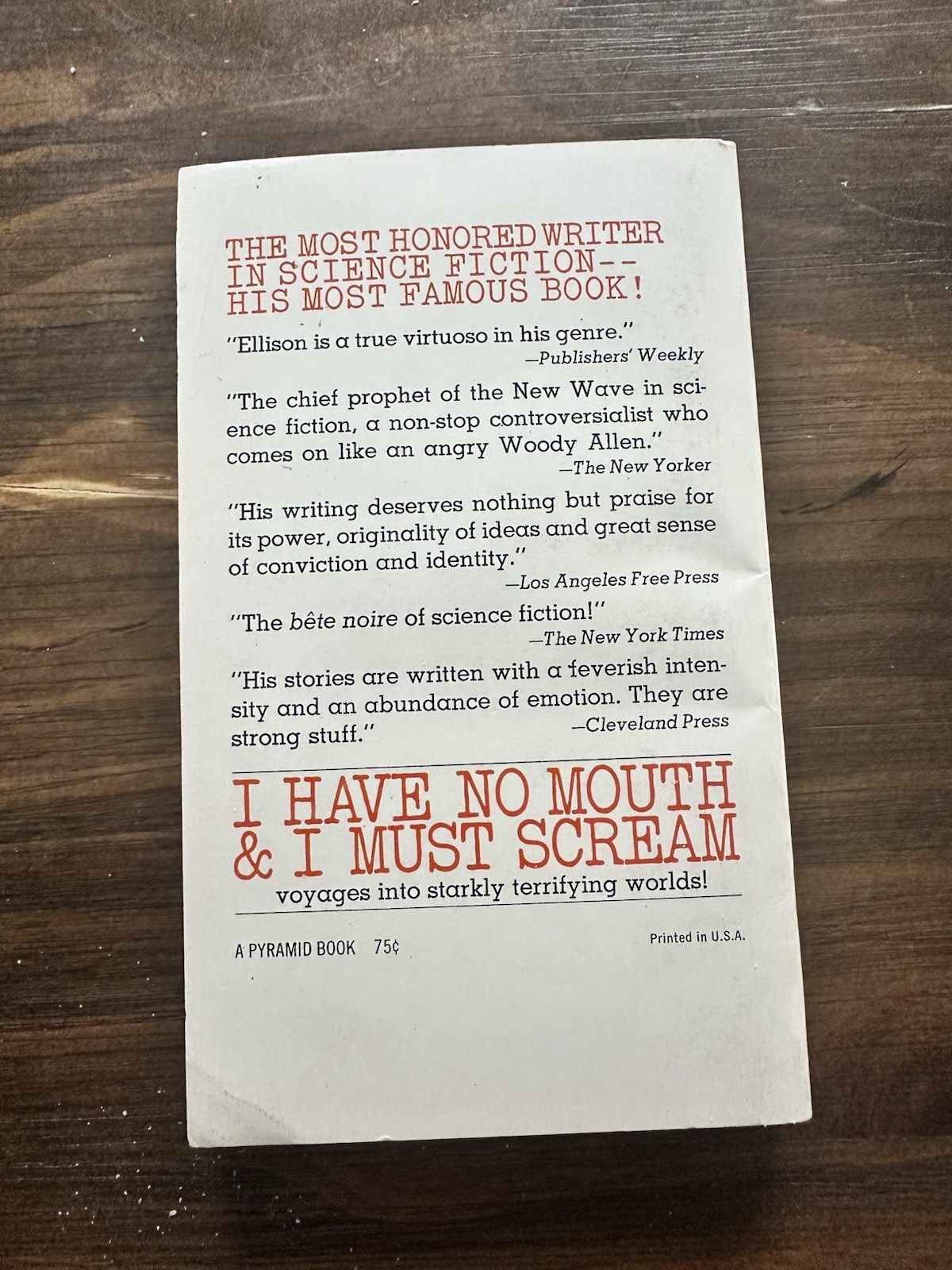 I Have No Mouth and I Must Scream by Harlan Ellison First Edition 2nd Print 1972