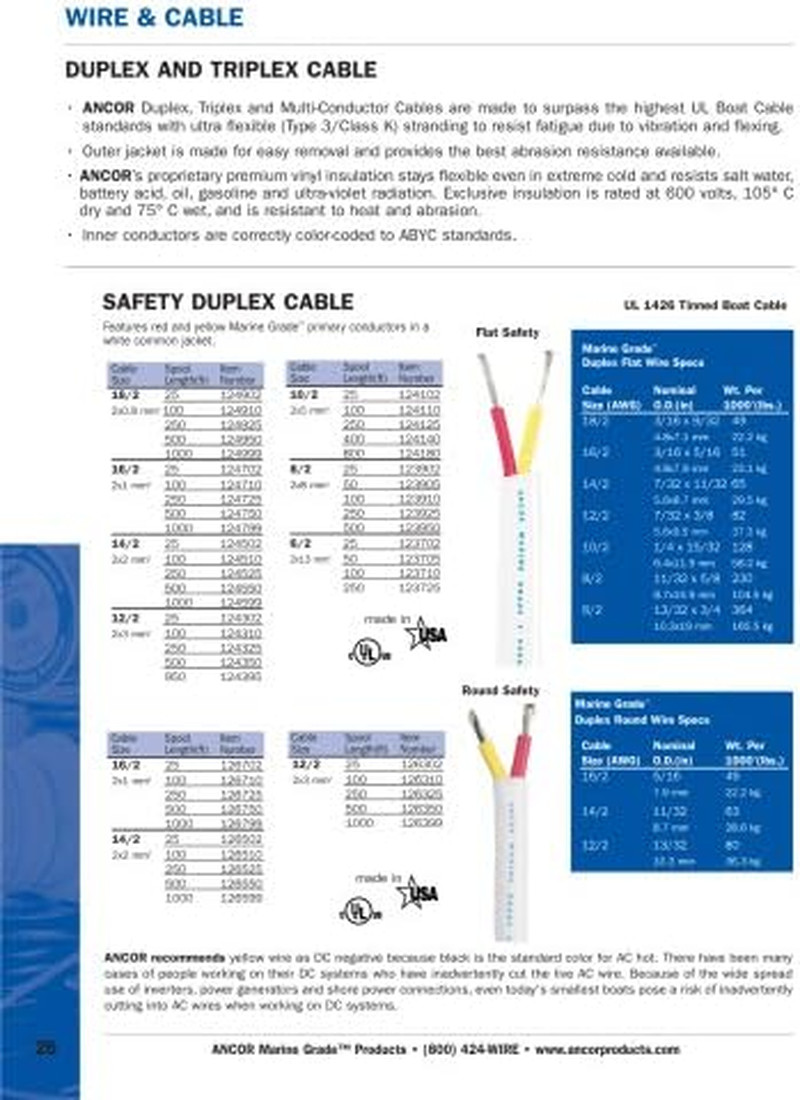 124925 Safety Duplex Cable, 18/2 AWG (2 X 0.8Mm2), Flat – 250Ft,Red/Yellow