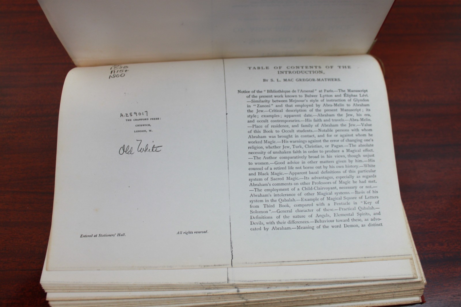 The Book of Sacred Magic of Abra-Melin the Mage- 1900 reprint in Artisan binding
