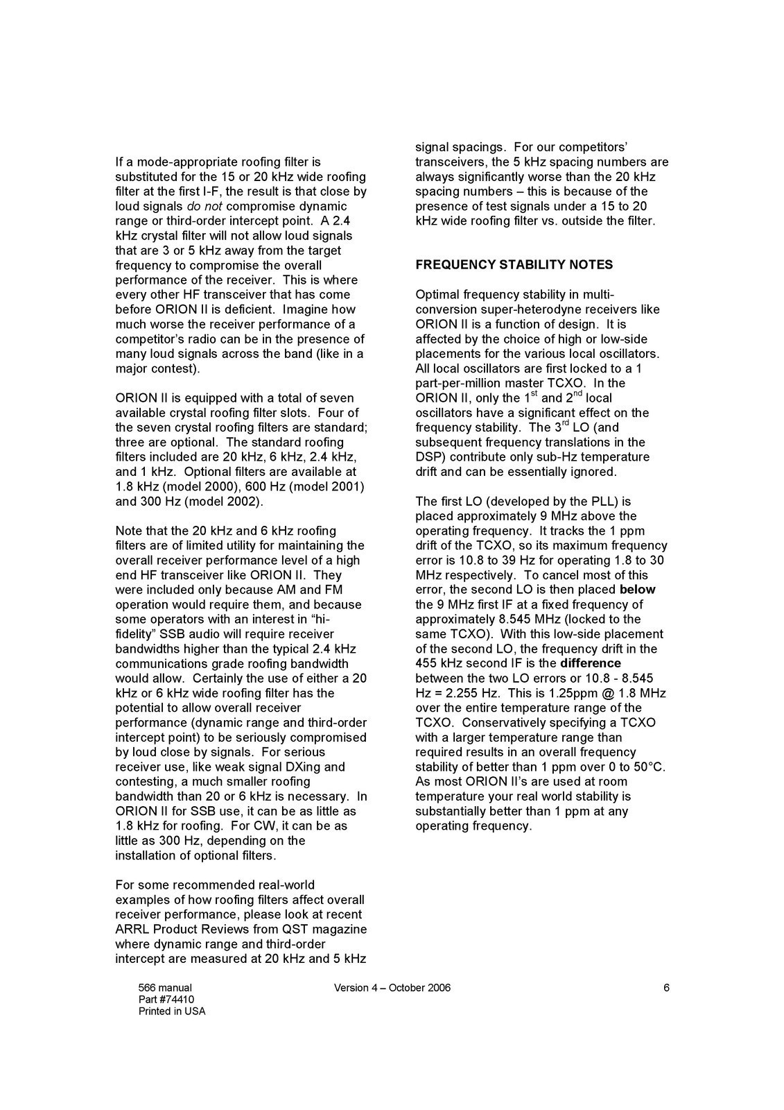 TEN TEC Orion 2 Model 566 Radio Transceiver Operators Manual – WIRE CLOSURE