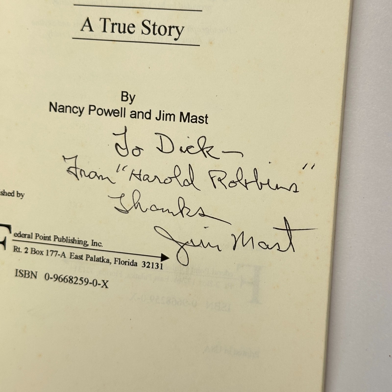 Signed Florida True Crime “Bloody Sunset in St. Augustine” Jim Mast (1998, PB)