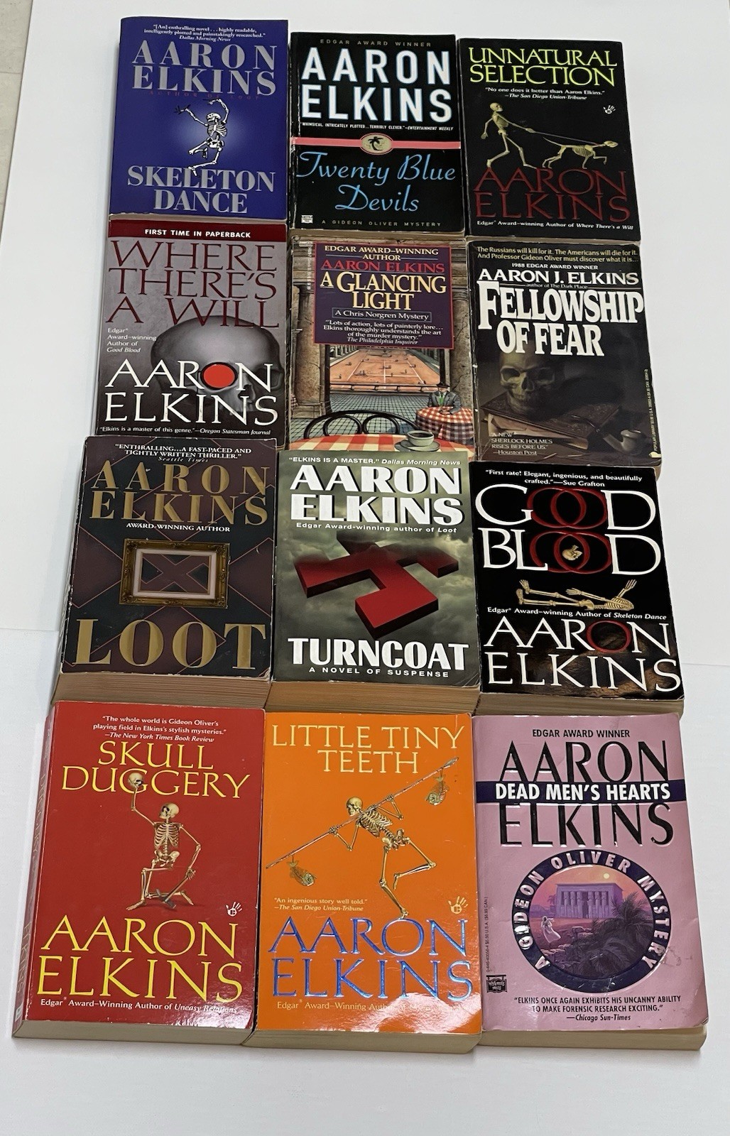 Lot of (12) AARON ELKINS Paperback Books Misc Titles Mystery