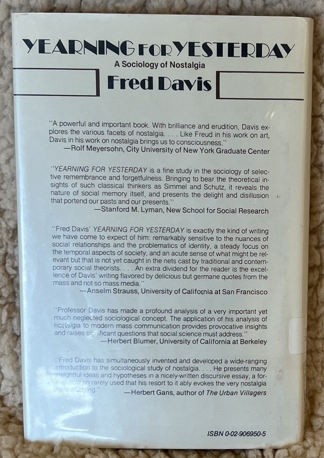 Yearning for Yesterday by Fred Davis (Hardcover, 1979) First Edition