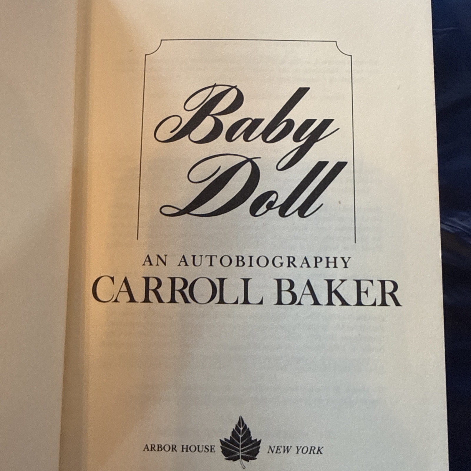 Baby Doll 1983 HC Carroll Baker Hollywood Movies Film Broadway Tight Binding.