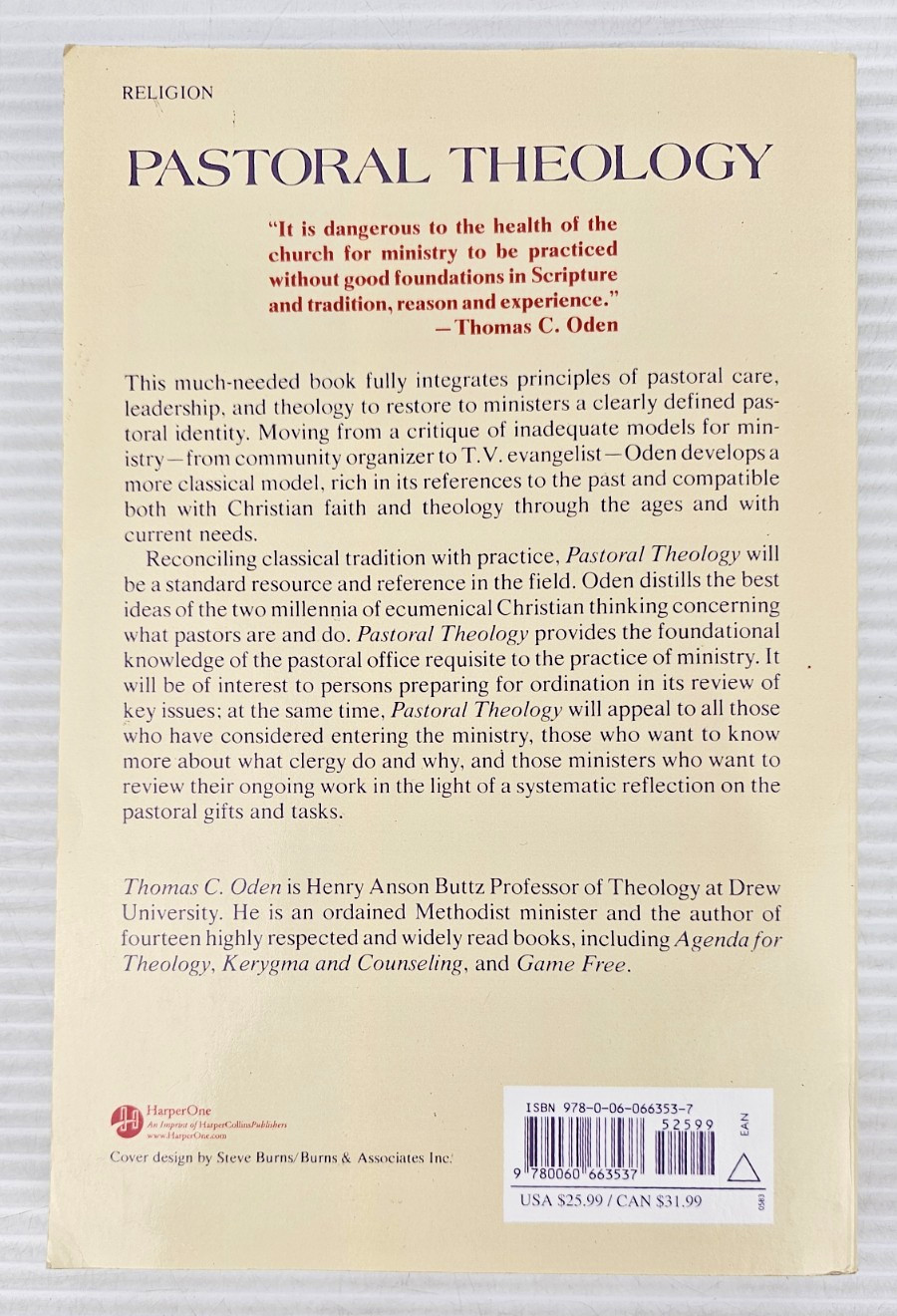 Pastoral Theology Essentials Of Ministry Thomas C. Oden 1983 VTG