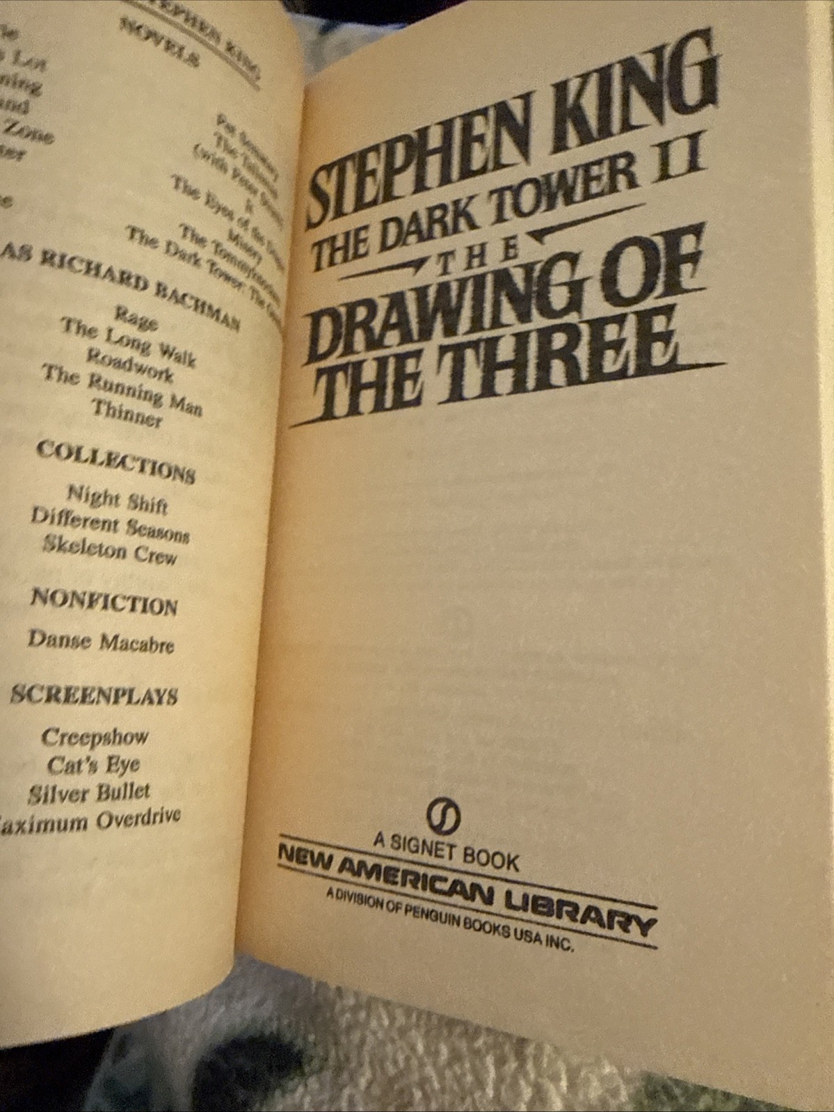 Stephen King, The Drawing Of The Three First Edition Signet Paperback Printing