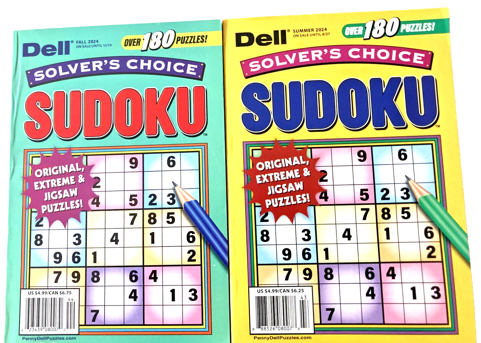 NEW Lot of 2 Penny Press Dell SOLVER’S CHOICE Sudoku Puzzle Books Jigsaw Extreme
