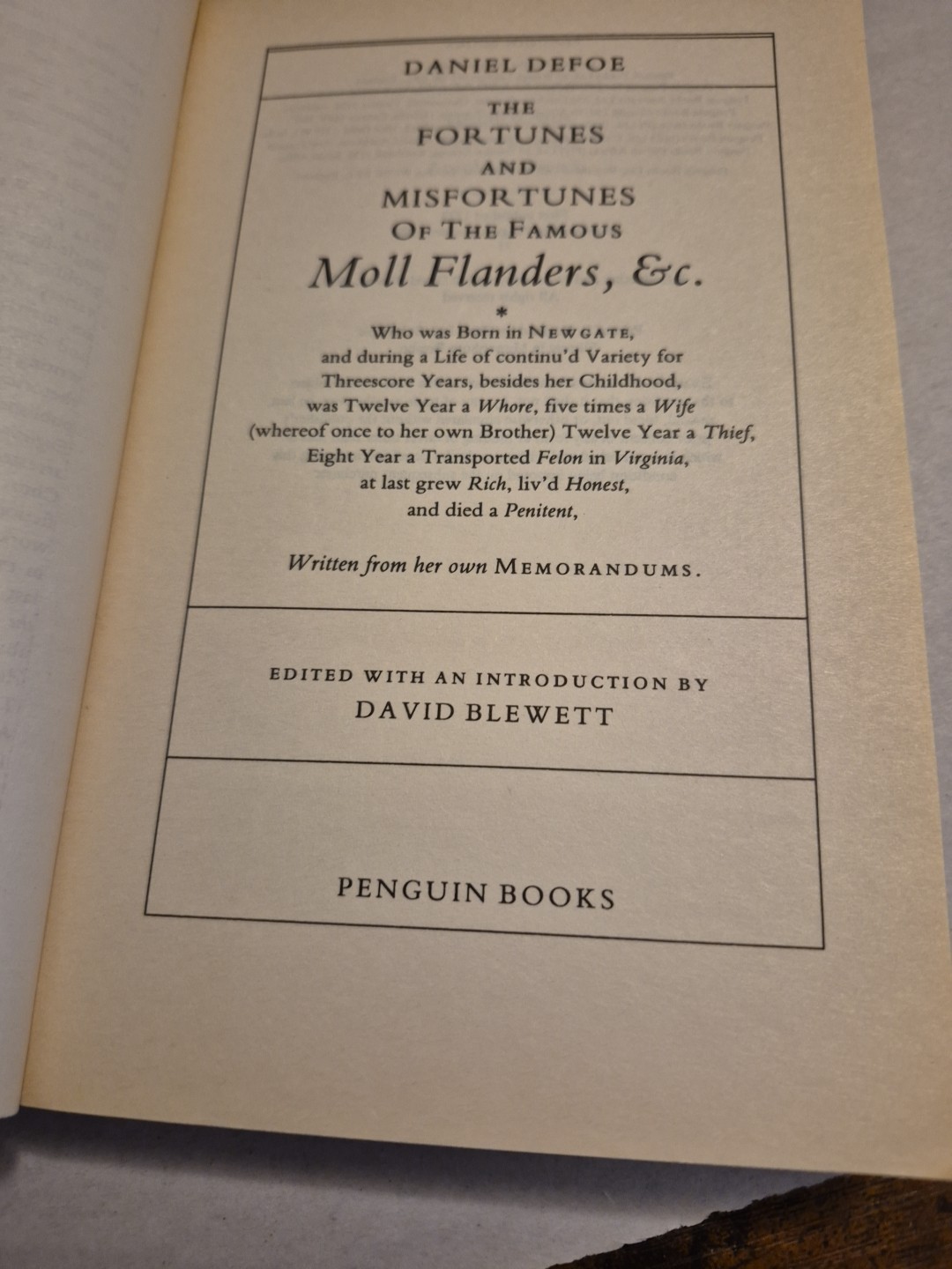 Moll Flanders by Daniel Defoe Penguin Classics TPB English Literature Fiction