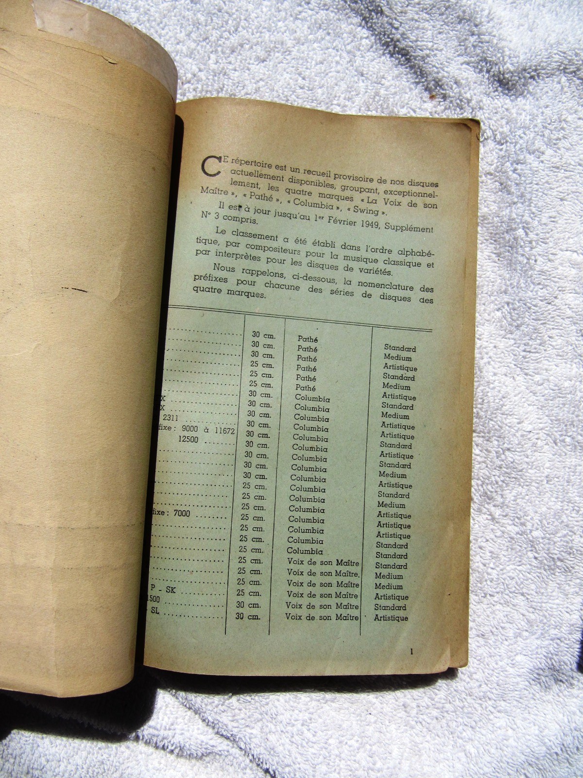 1949 FRENCH Swing COLUMBIA Voix de Son Maitre CATALOGUE GENERAL Record Catalog