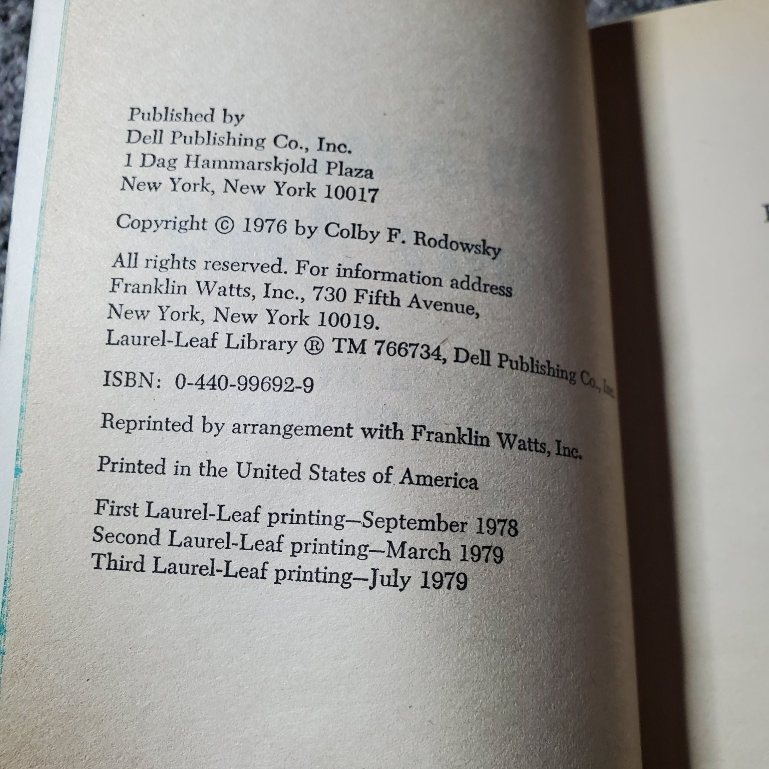 What About Me? Rodowsky 1979 Laurel-Leaf Library Young Adult Fiction Dell