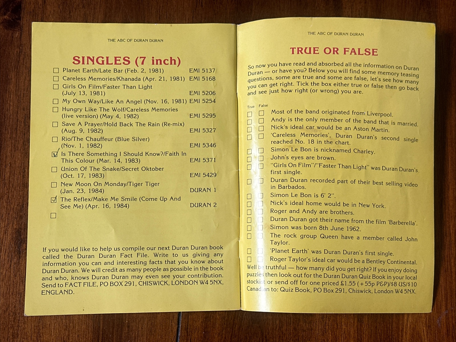 The ABC of Duran Duran Packed with Facts and Pictures 1984 Vintage