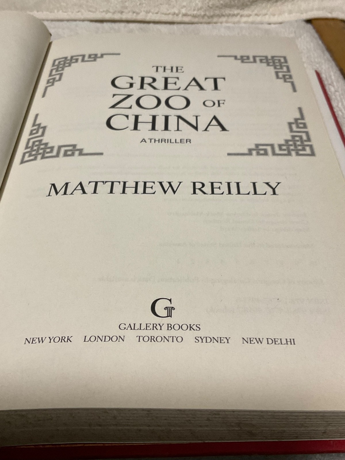 Great Zoo of China by Matthew Reilly (2015, Hardcover)