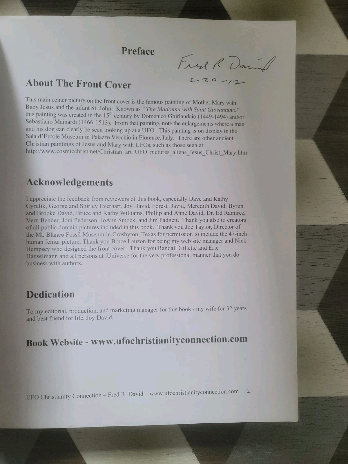 The UFO-Christianity Connection : Fact or Fiction by Fred R. David SIGNED – VGC
