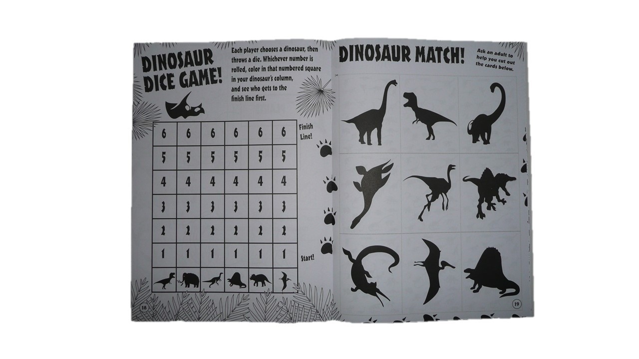 Kids Dinosaur Coloring Books With Fun Activities Facts Puzzles Jokes 4-Pack Set