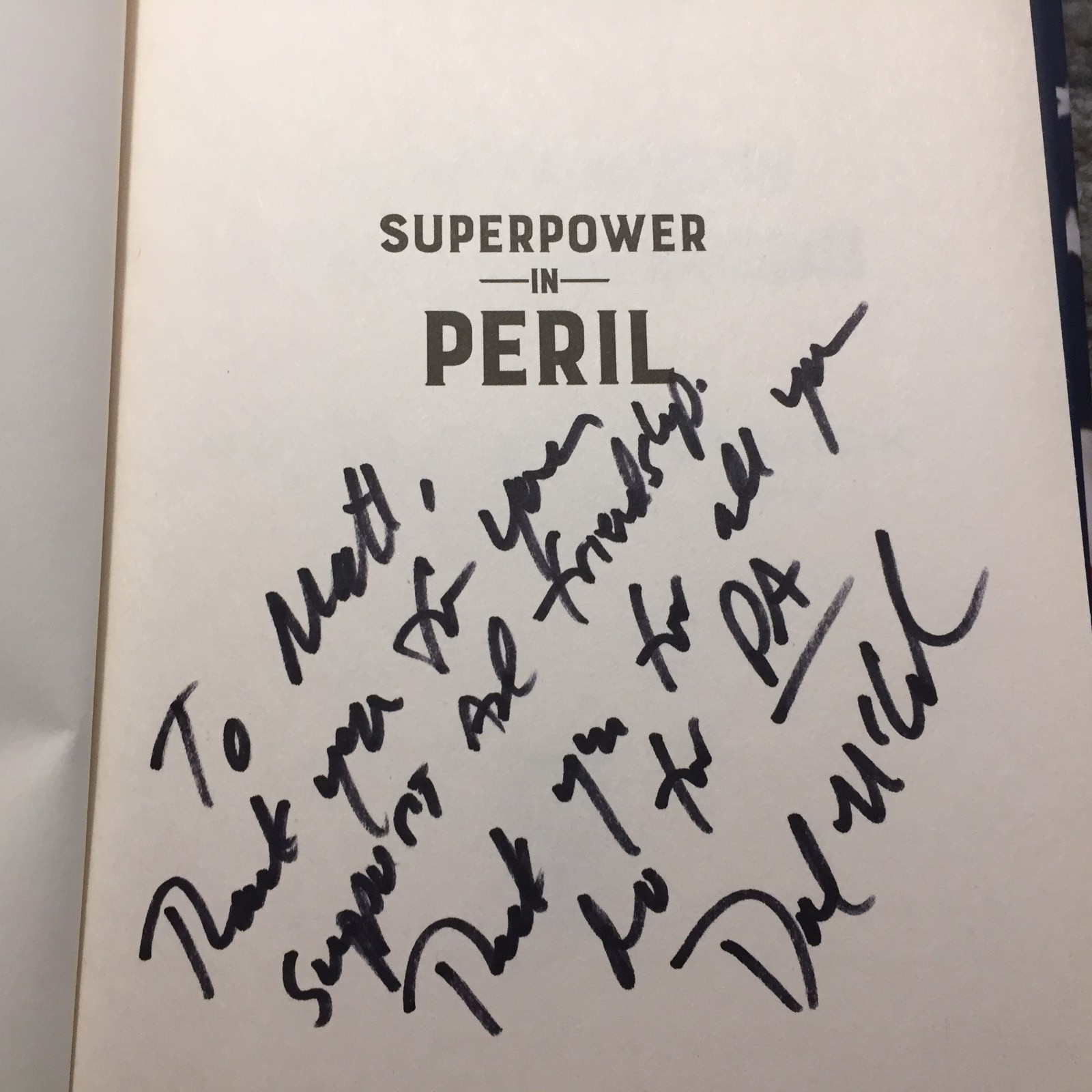 Superpower In Peril David H. McCormick Center Street Political Science SIGNED