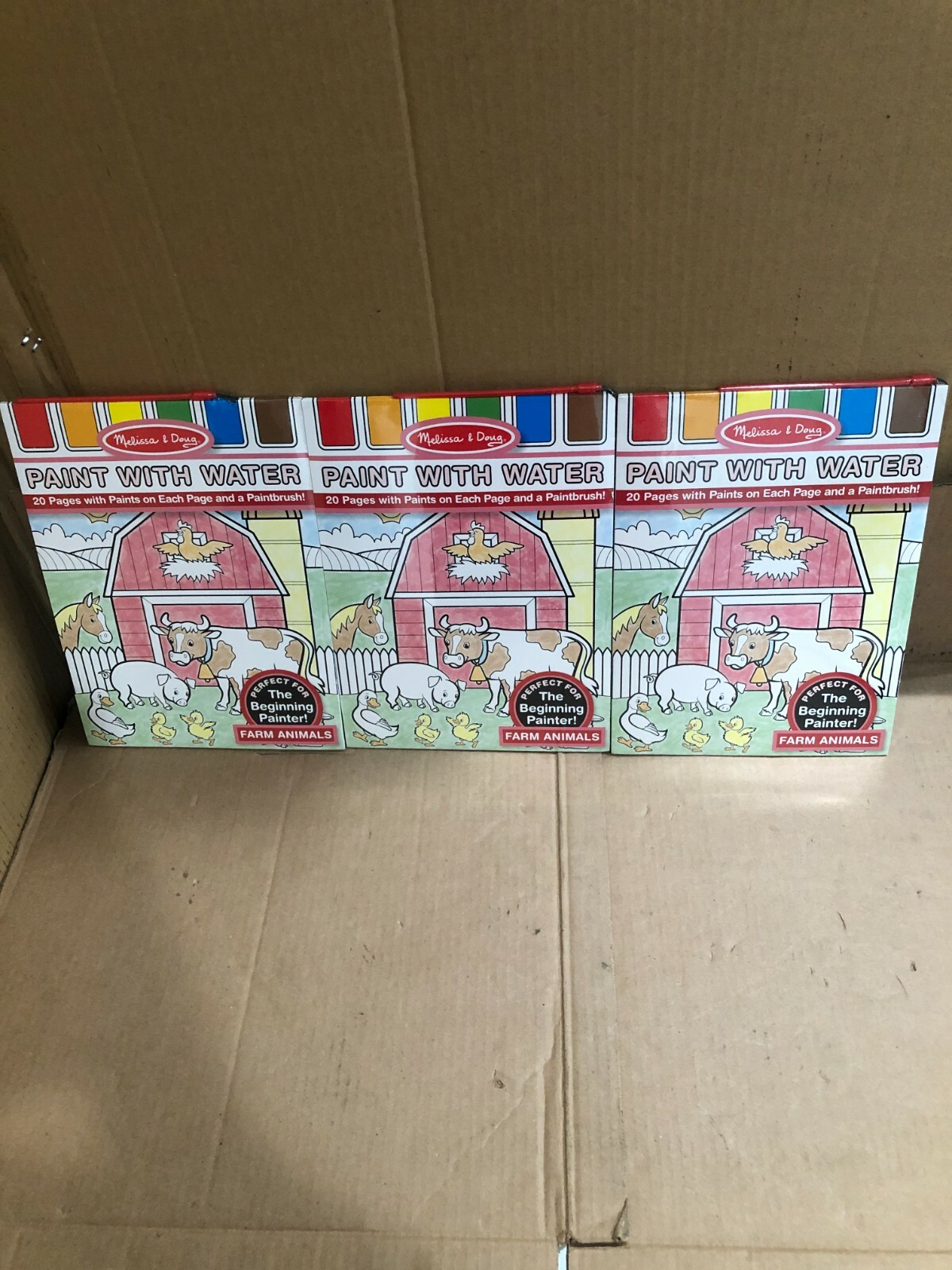 ( 3 PK) Melissa & Doug Paint With Water – Farm Animals 4165 20 PAGES EACH NEW