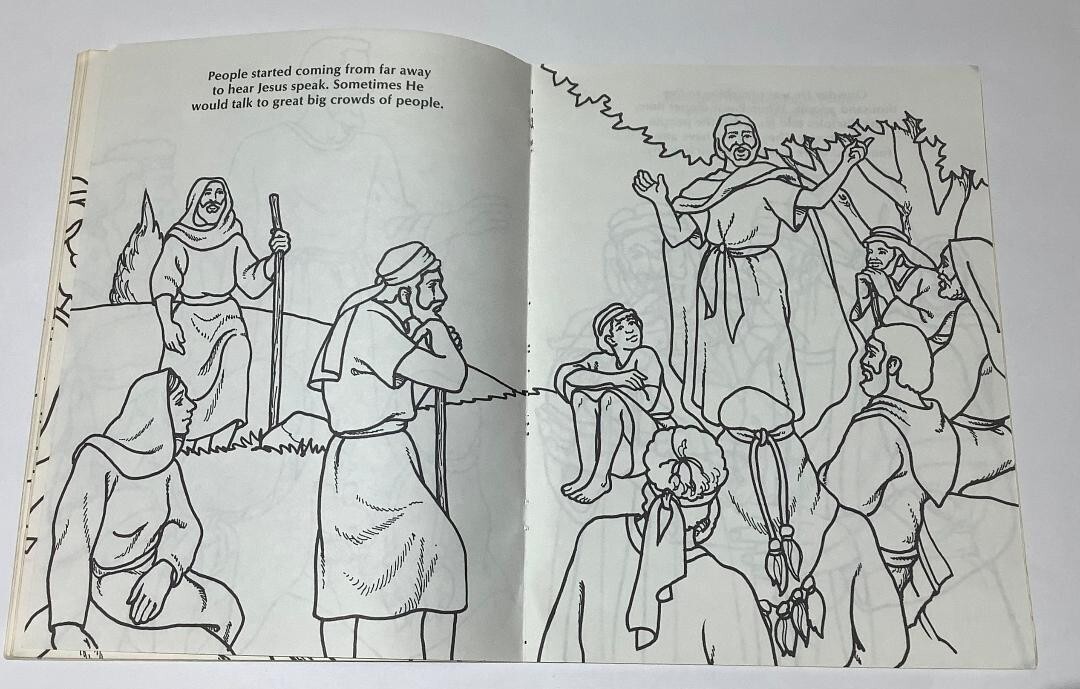 Vintage Life of Jesus Bible Story Coloring Book Warner Press 1988