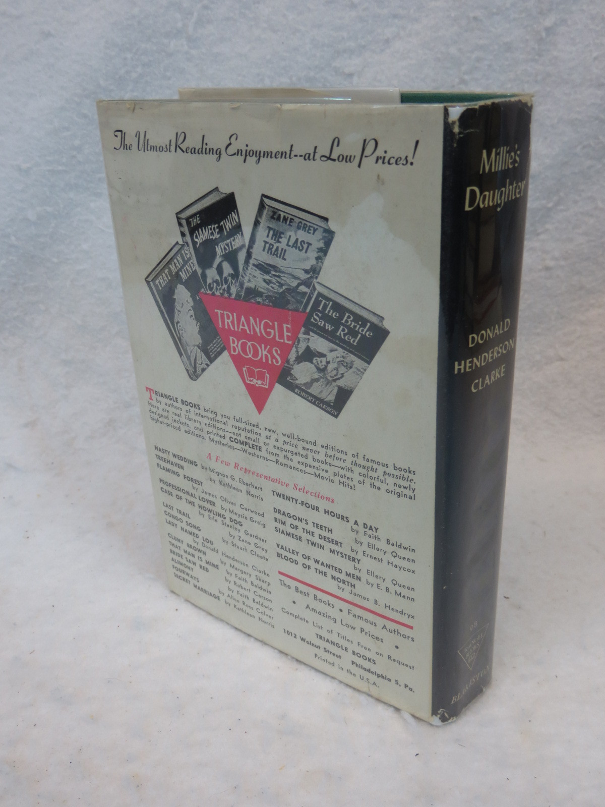 Donald Henderson Clarke MILLIE’S DAUGHTER Triangle Books 1946 HC/DJ