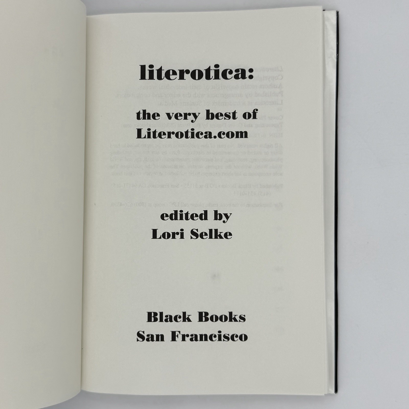Literotica: The Very Best of literotica.com – edited by Lori Selke (BB, 2002)