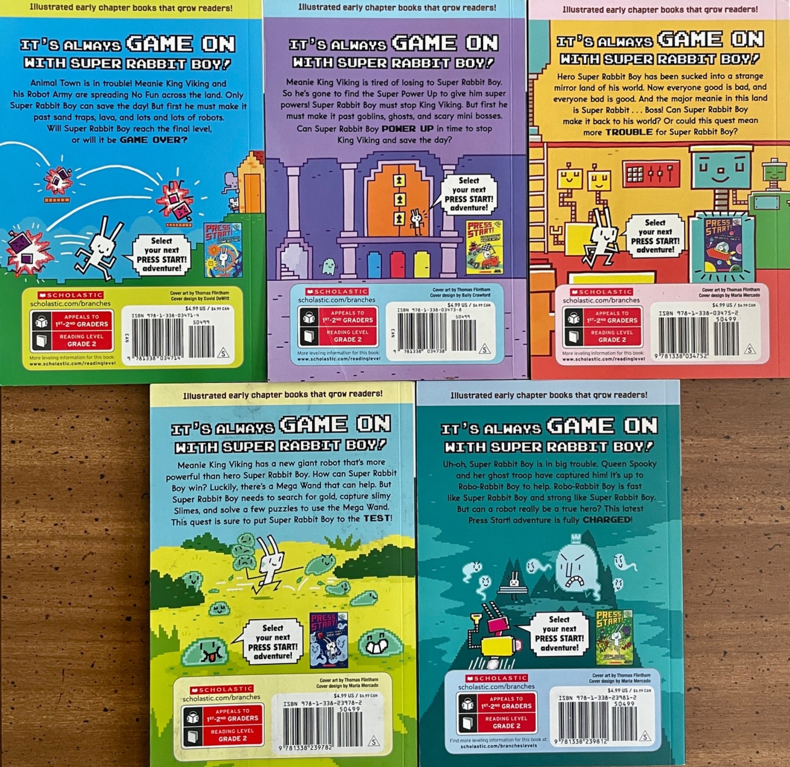 LOT OF 5 PRESS START! BOOKS 1 2 4 6 7 BY THOMAS FLINTHAM ~ SCHOLASTIC BRANCHES