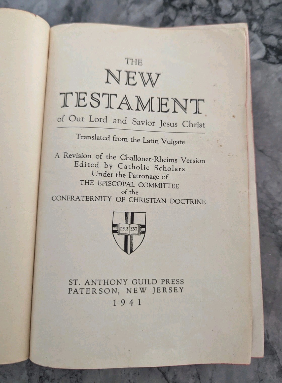 1941 New Testament Confraternity Catholic Bible St Anthony Guild Press Challoner