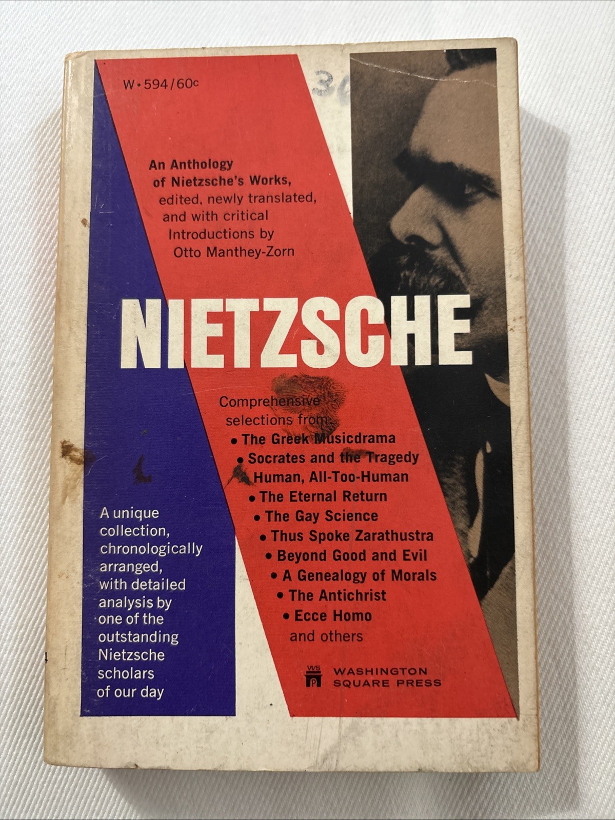 Nietzsche Anthology Otto Manthey-Zorn 1964 1st PB Washington Square Press W-594