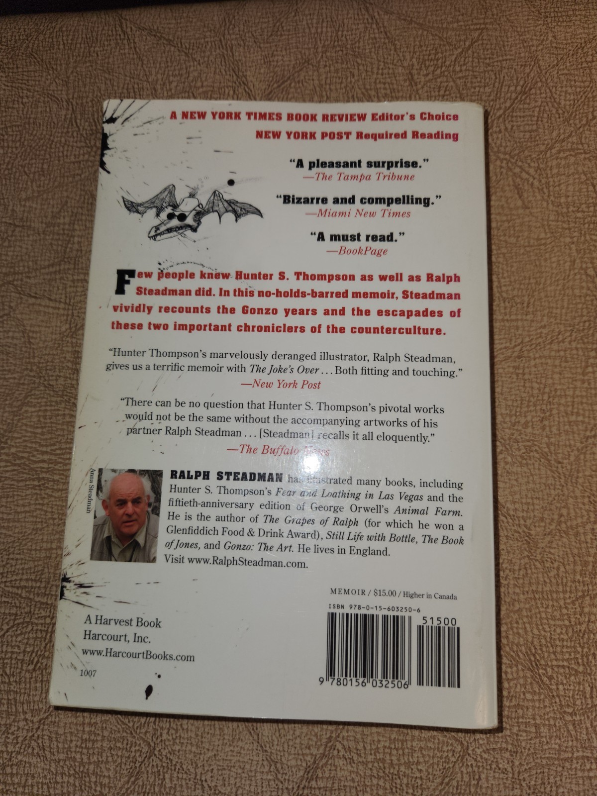 The Joke’s Over by Ralph Steadman on Hunters S. Thompson Softcover Book