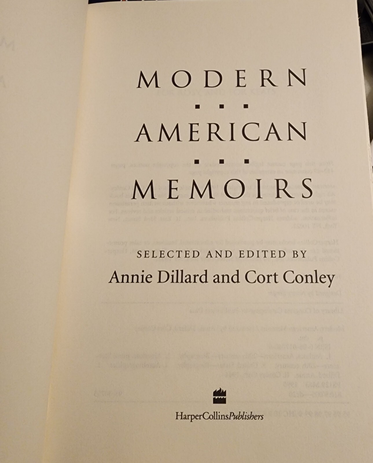 Modern American Memoirs by Cort Conley (1995, Hardcover)