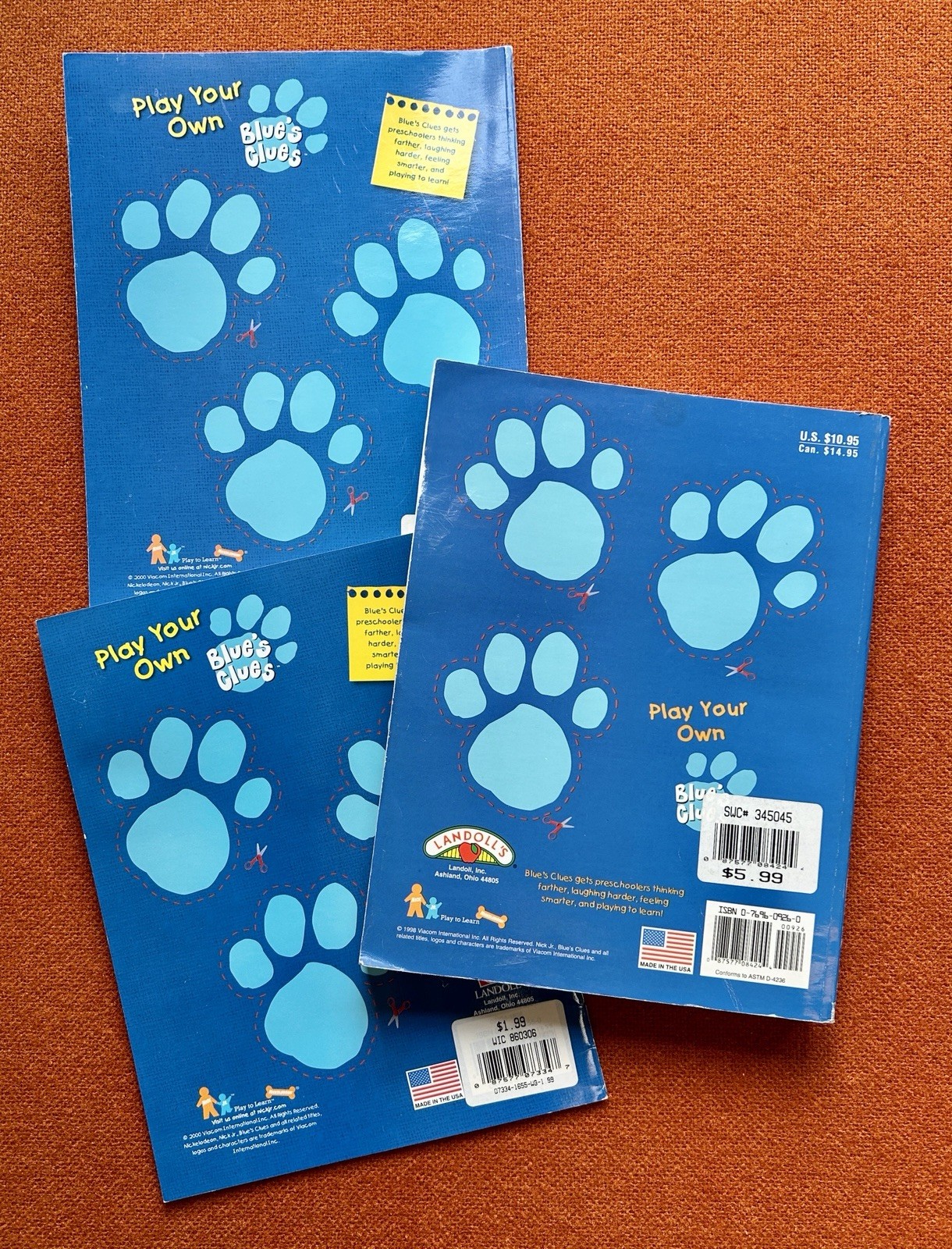READ Lot Of 3 Vintage 2000s Blue’s Clues Coloring & Activity Books Stickers Used
