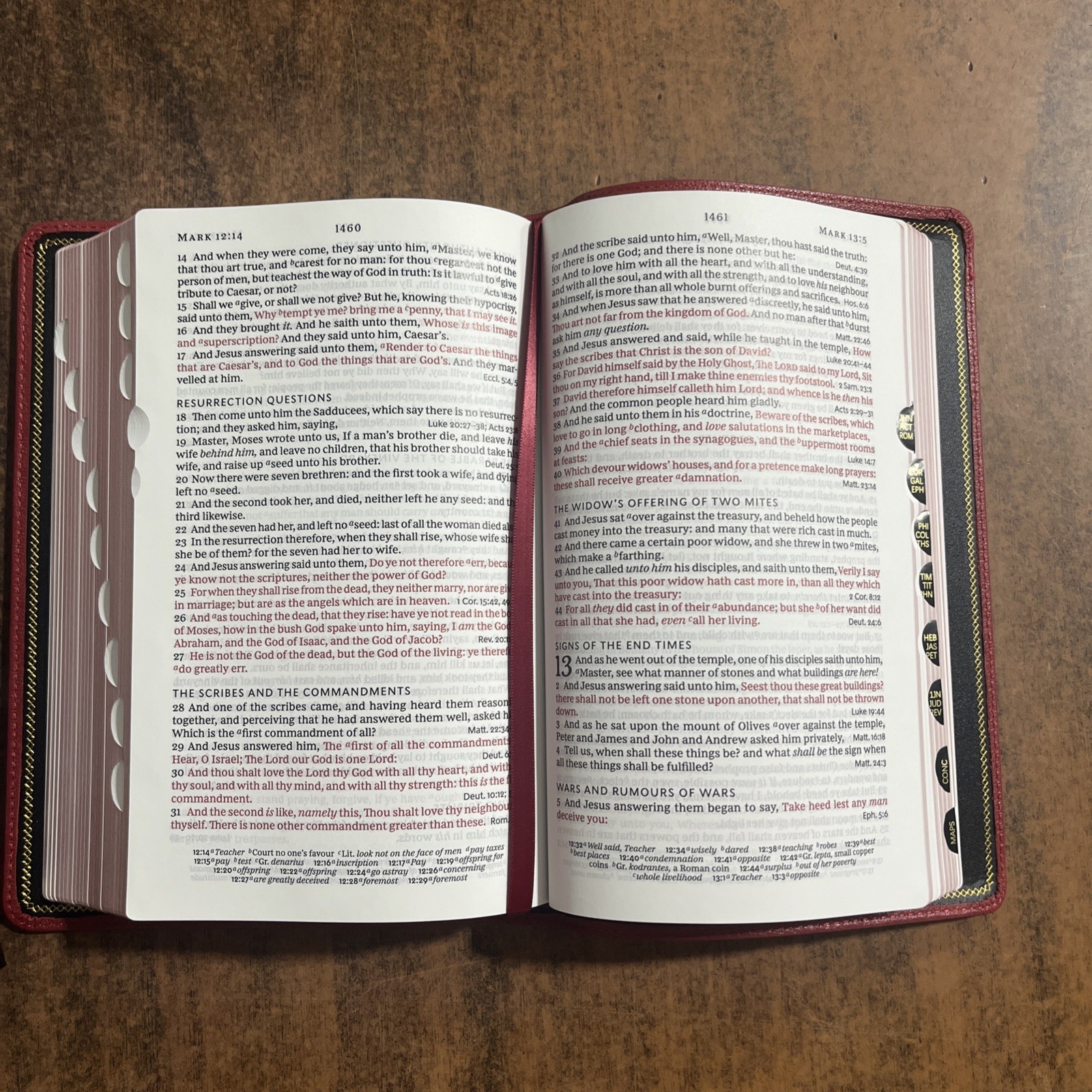 KJV Large Print Single Column Bible Indexed – $204.99 – Red Goatskin Leather