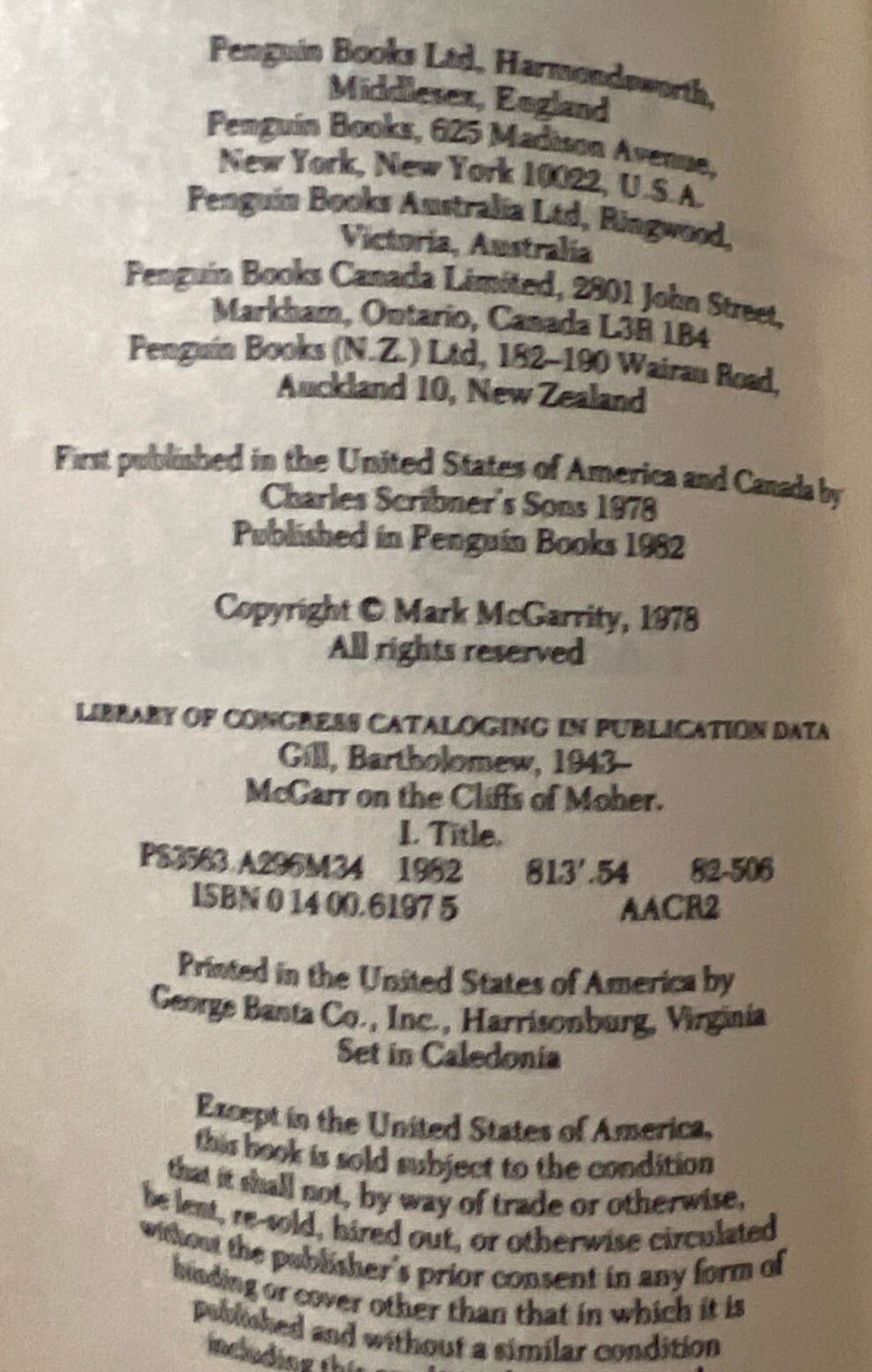 McGarr on the Cliffs of Moher Paperback Bartholomew Gill
