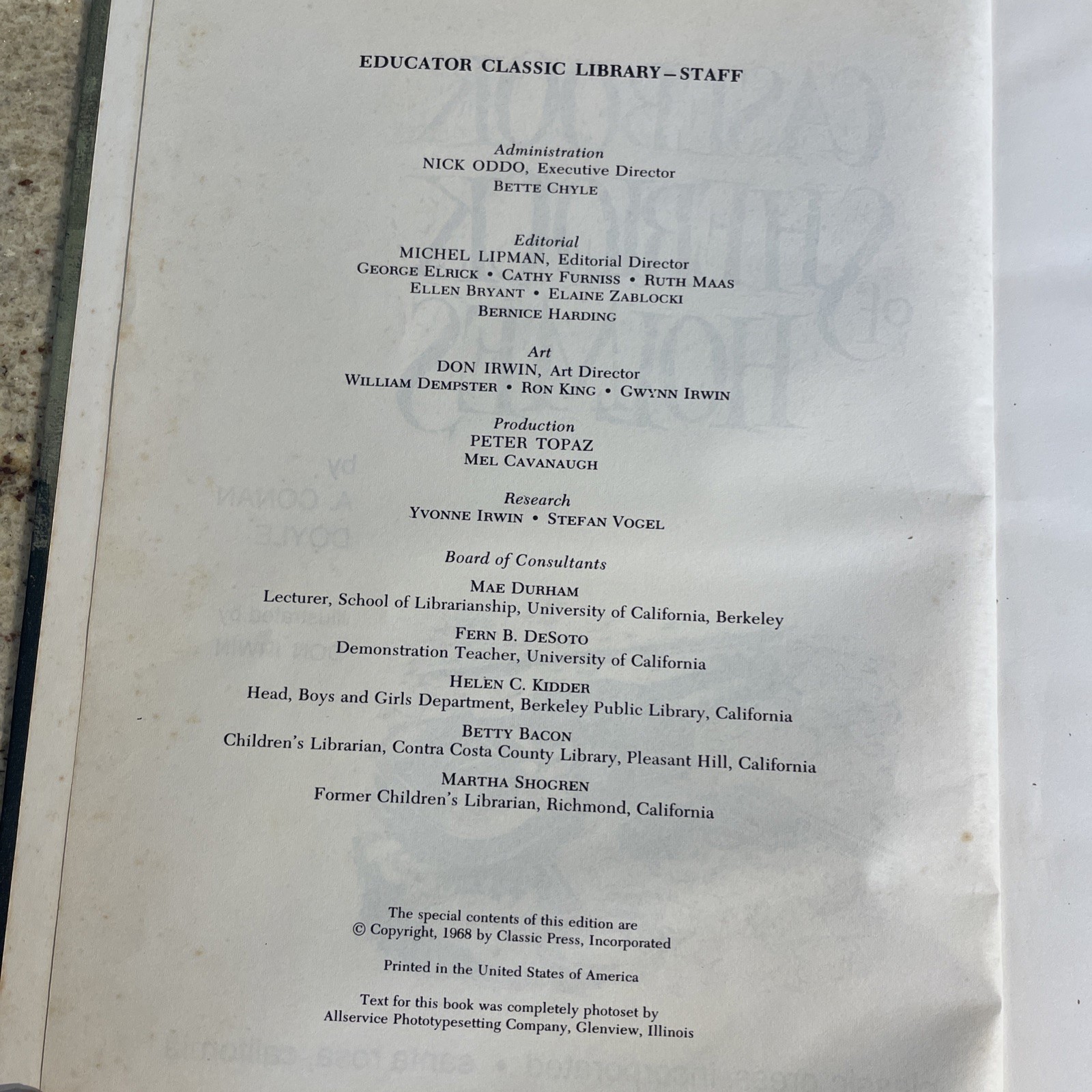 Vintage 1968 Casebook of Sherlock Holmes By A. Conan Doyle (Illustrated, HC)