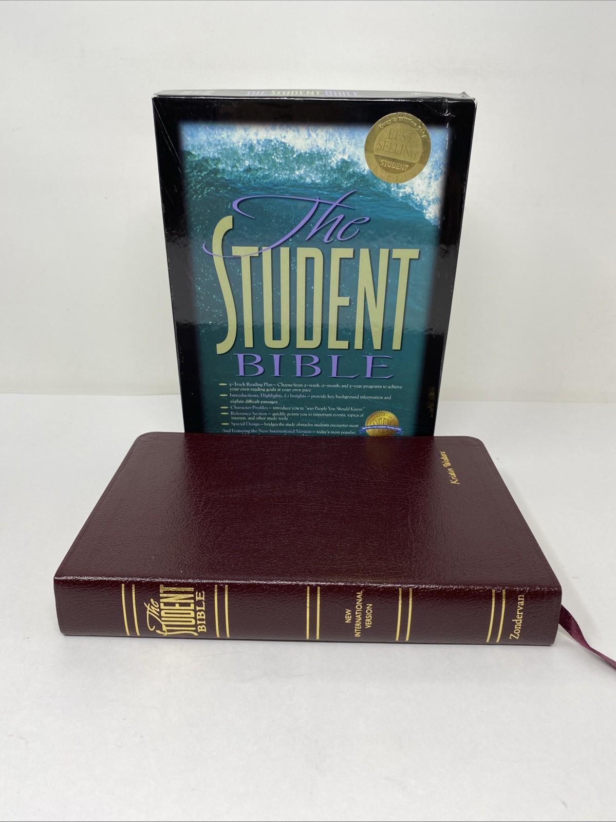 Student Bible NIV 1984 Burgundy Bonded Leather 2006 Print Clean Pages Box