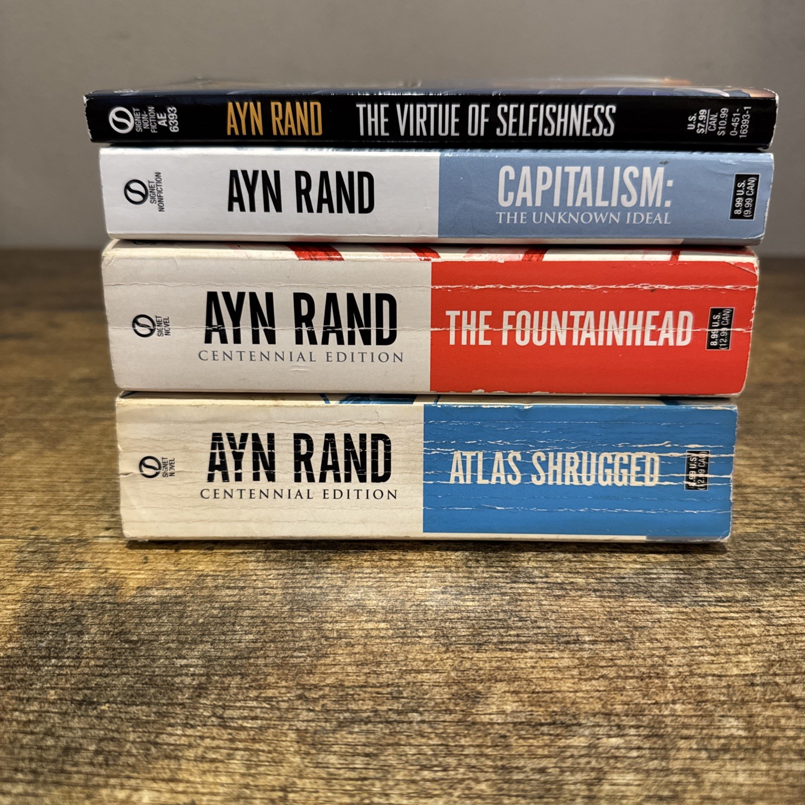Ayn Rand lot of 4 paperback books Atlas Shrugged, Virtue of Selfishness + more