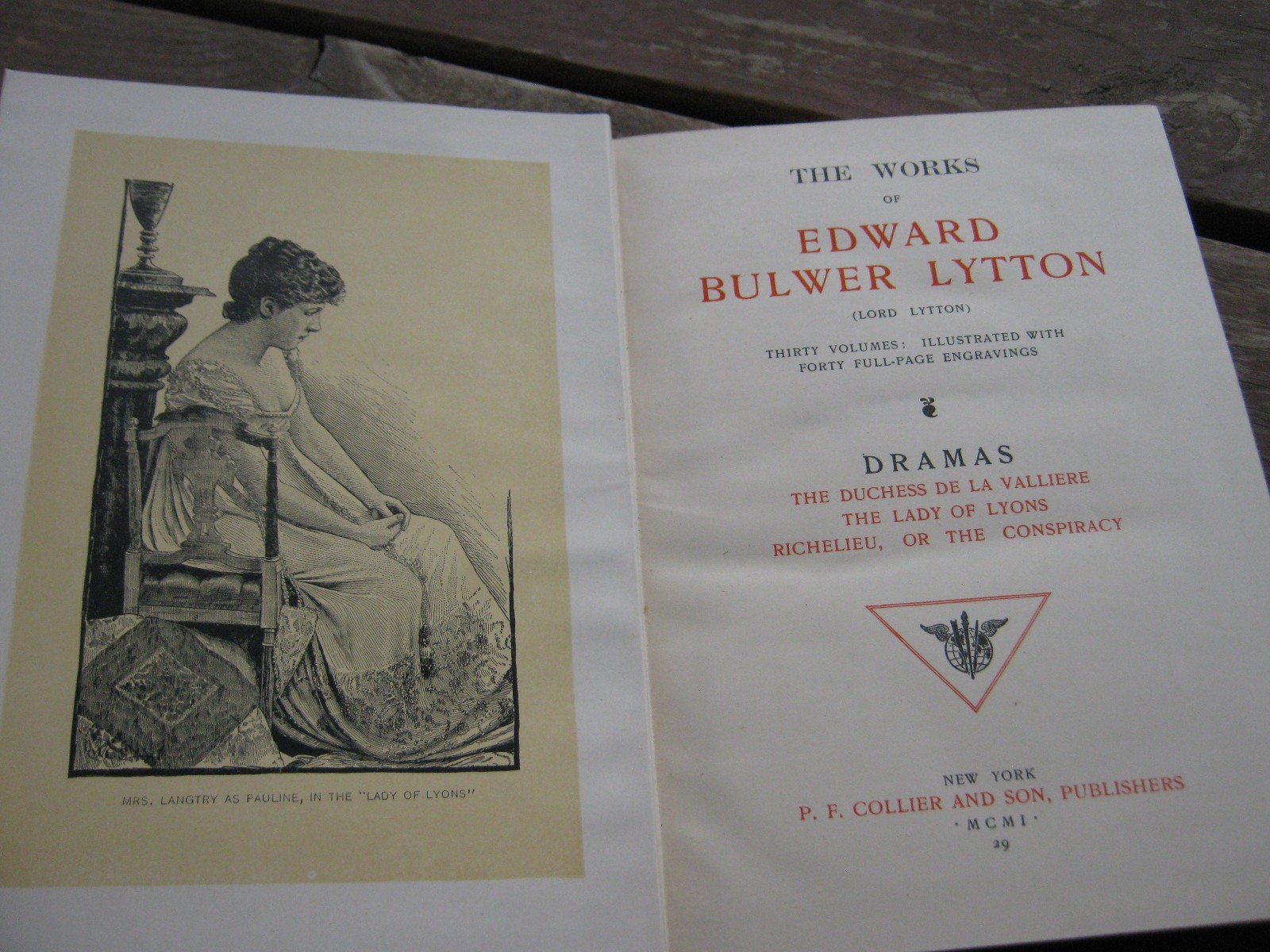 1901 The Works Edward Bulwer Lytton Dramas #29 hardcover book