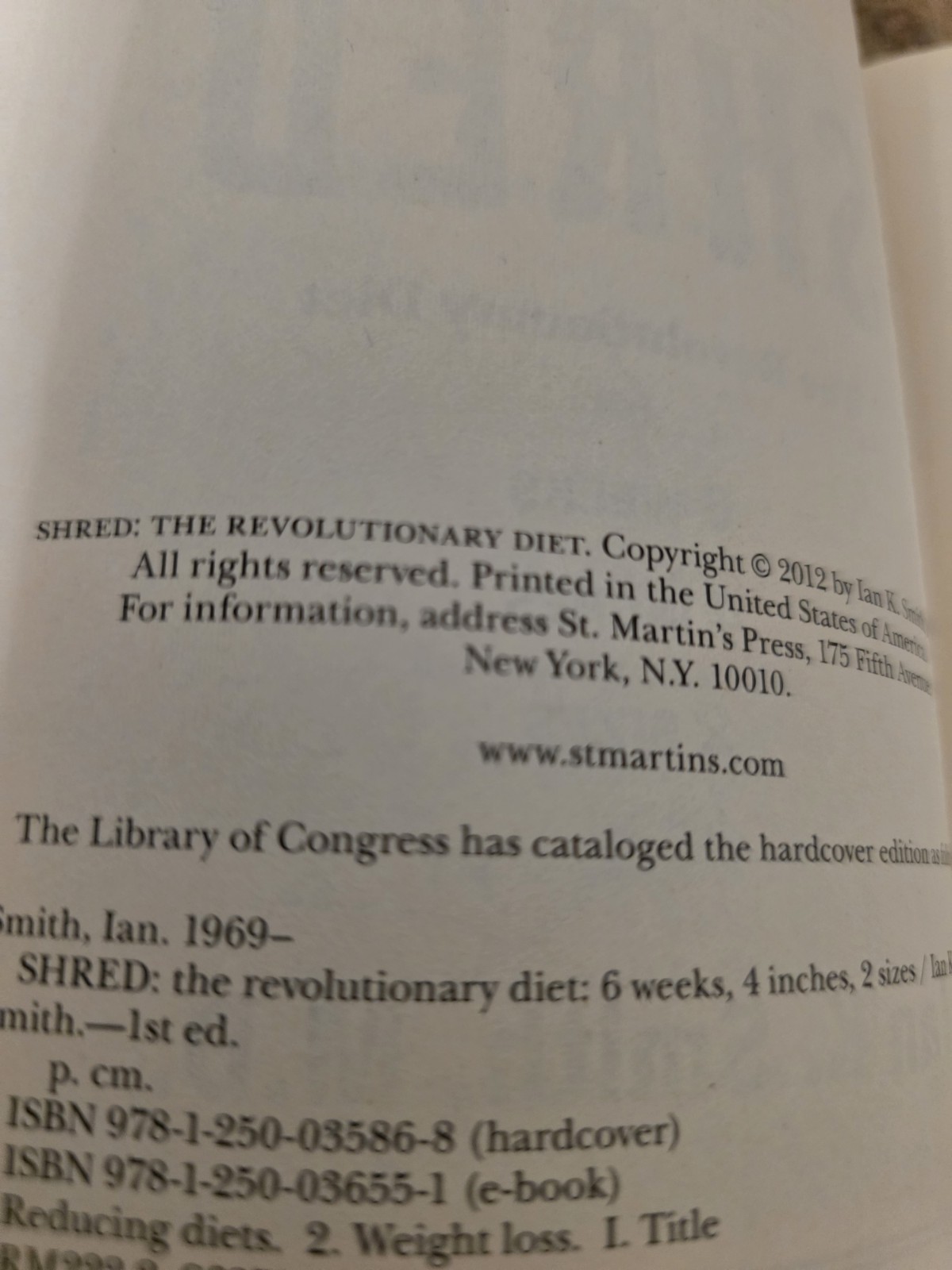 The SHRED Revolutionary Diet Ian K. Smith, MD 268 pages soft cover book