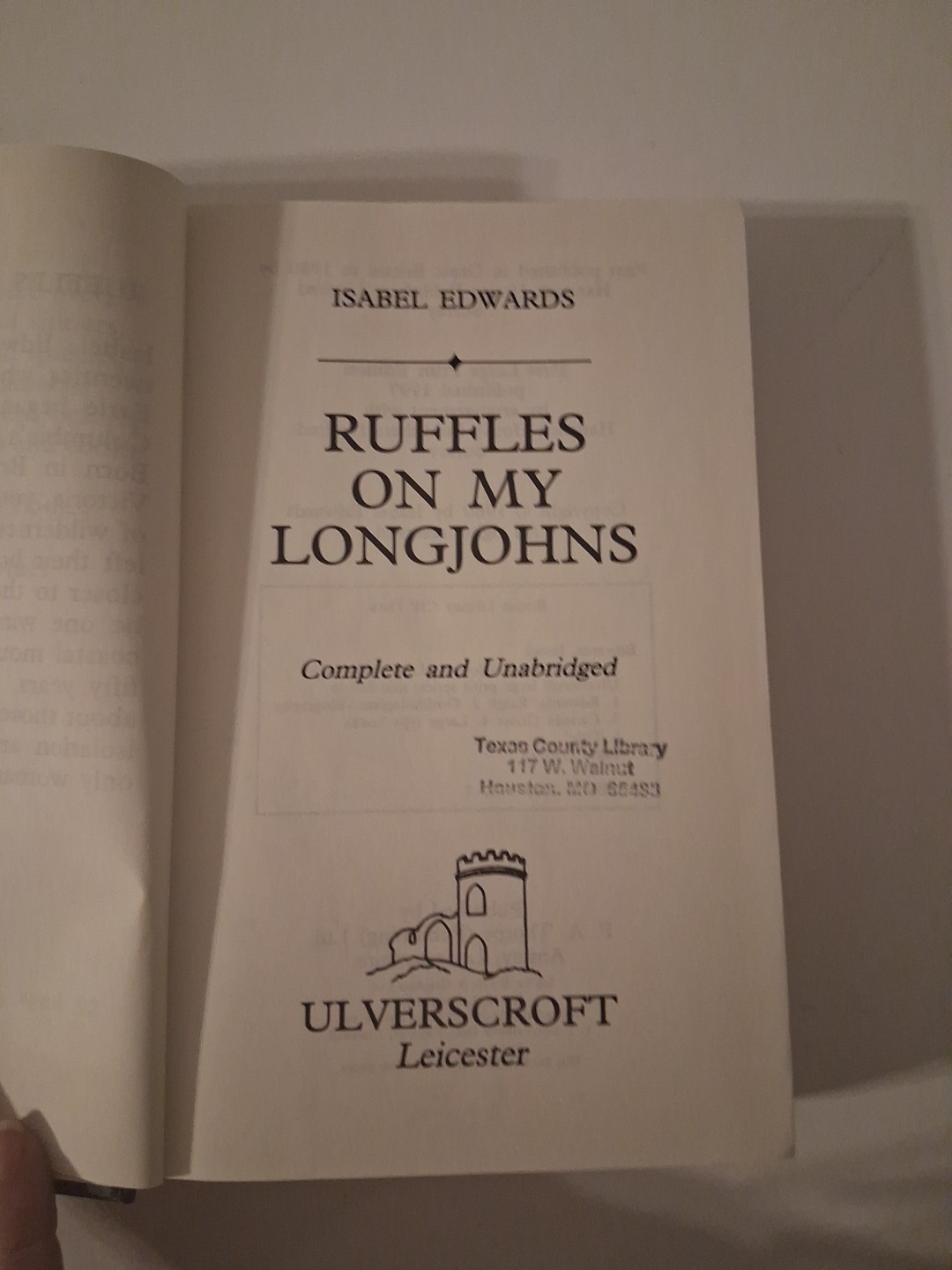 Ruffles On My Longjohns 1980 HC I Edwards British Columbia Canada Large Print