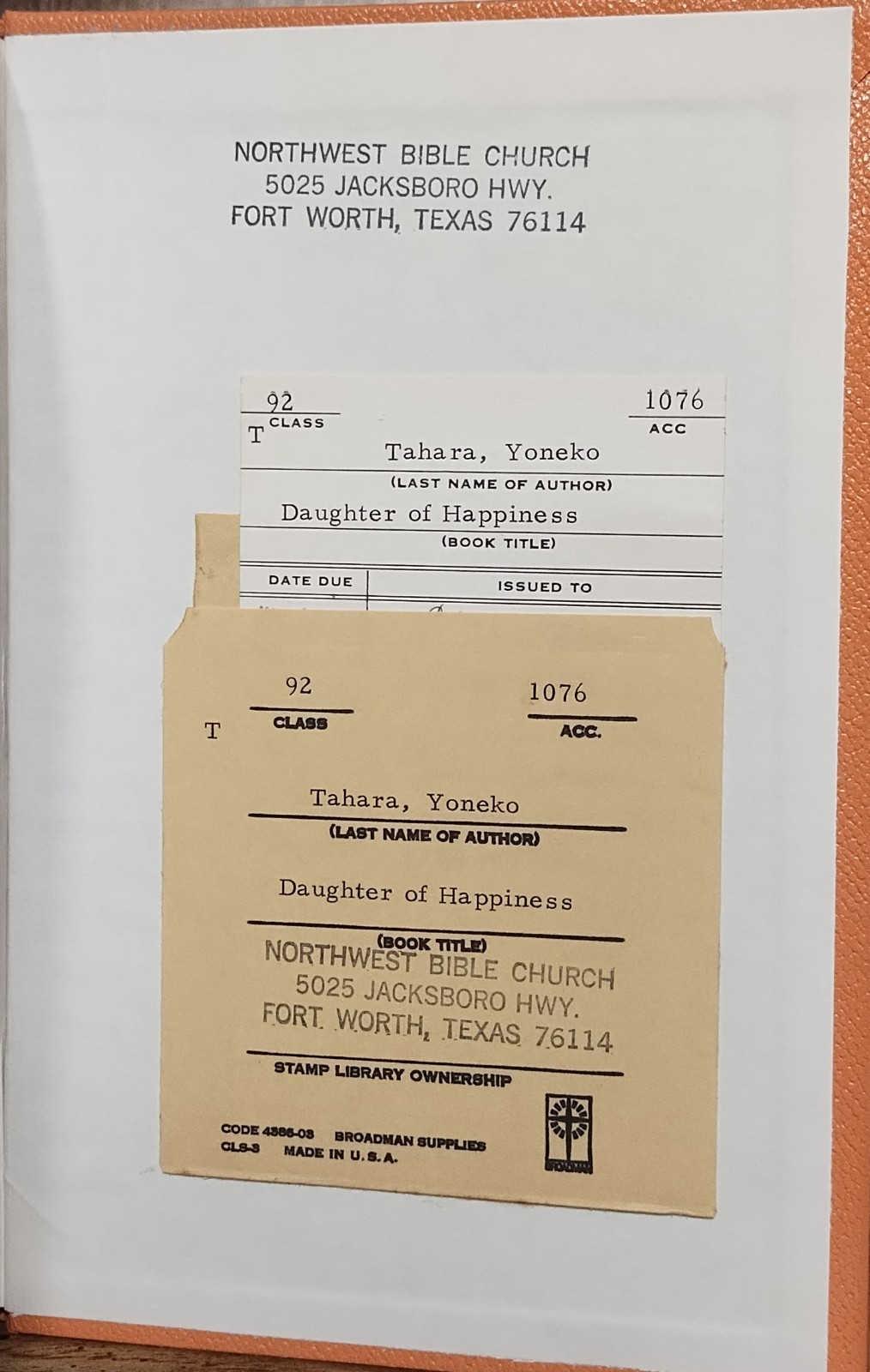 Yoneko Daughter of Happiness Tahara Palmer Moody Press 1977 Christian Biography
