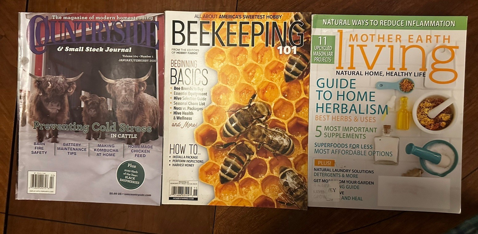 Homesteading Gardening Herbs Prepping Mag Set 3 Beekeeping Animals