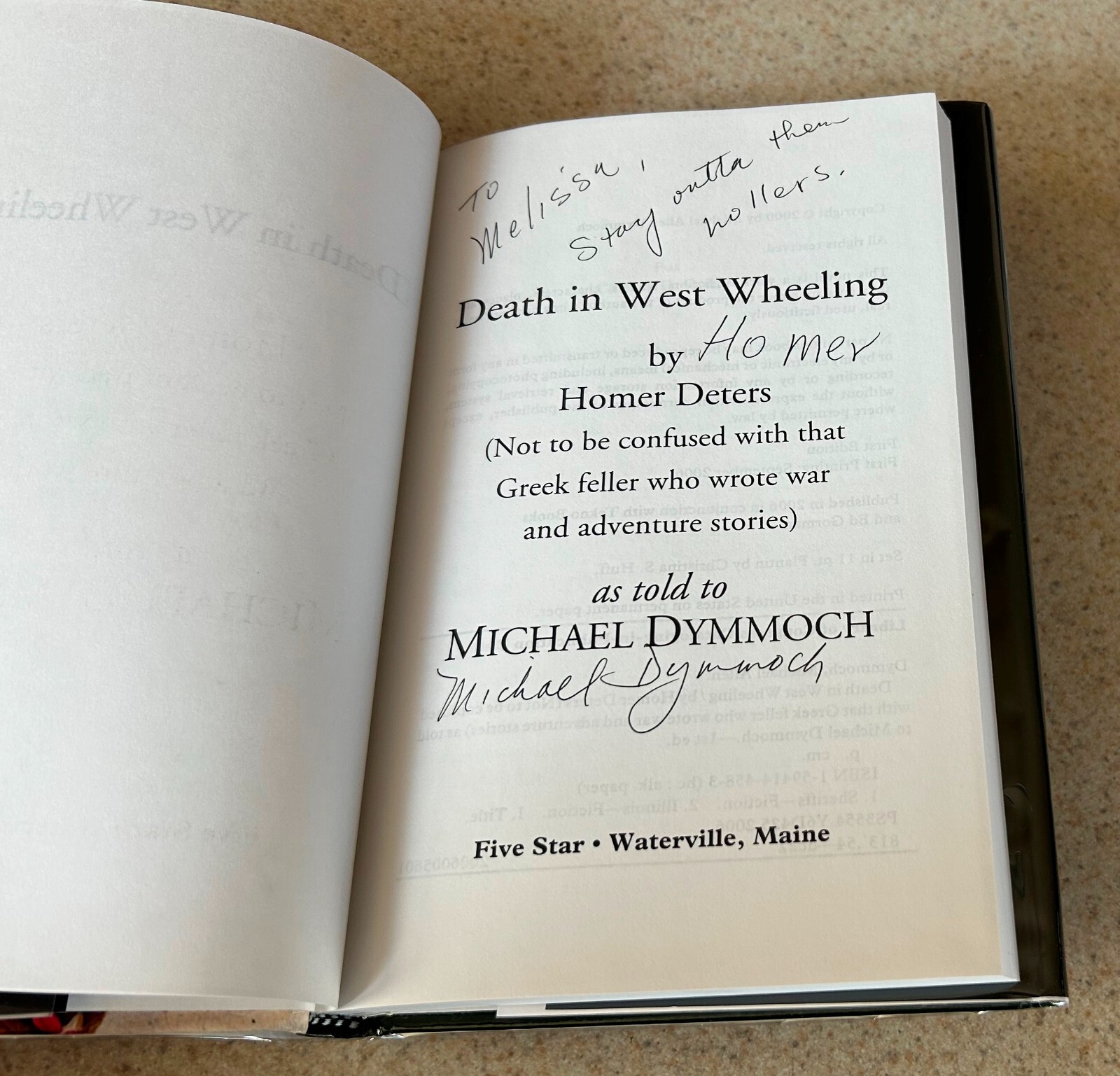 Michael DYMMOCH — Death in West Wheeling (Mystery) — 2006 SIGNED 1st Ed HC
